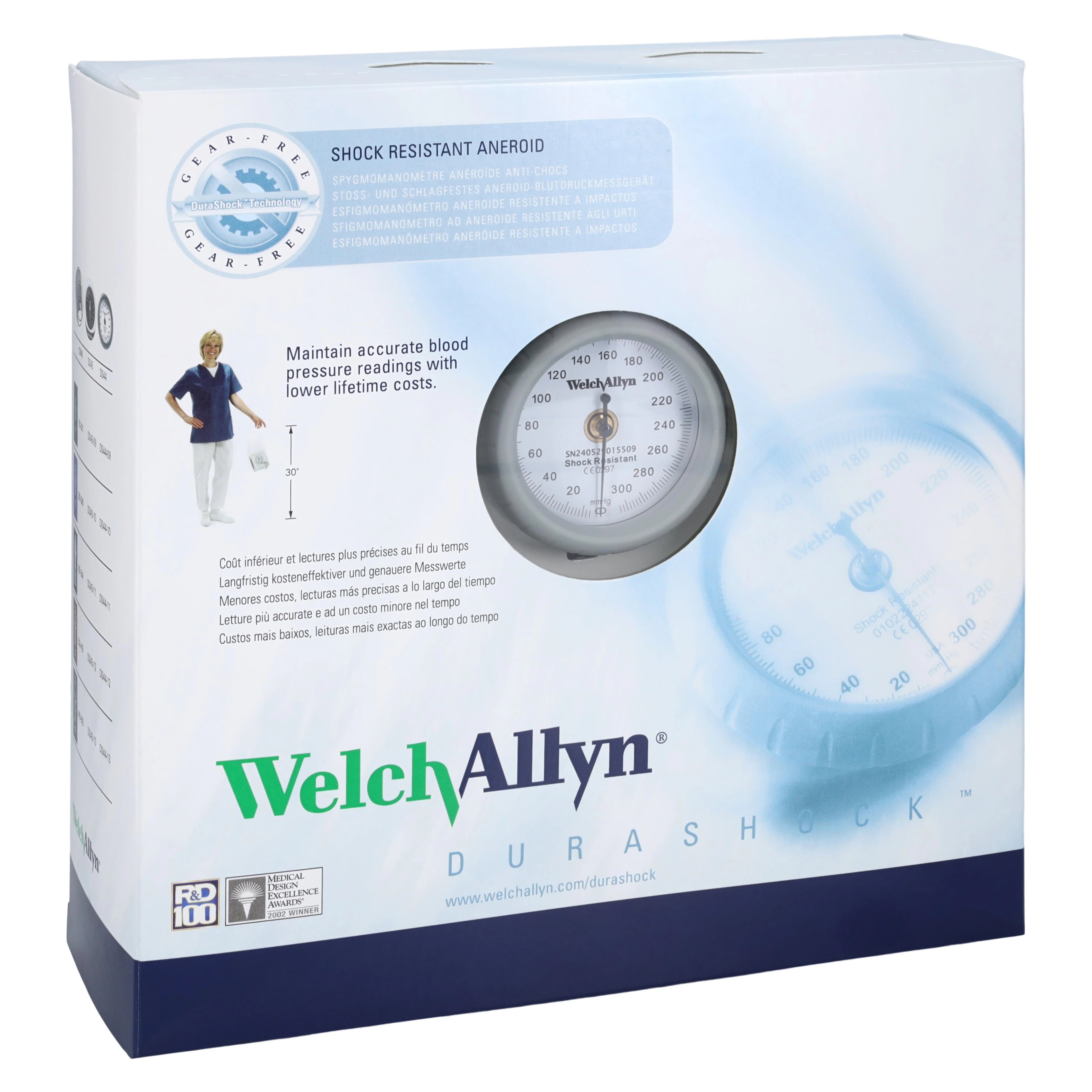Welch Allyn DuraShock Bronze Series Aneroid Sphygmomanometer, Size 9, Black/Gray, Latex-Free, Arm Dial Display