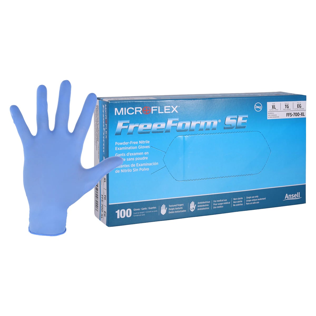 MICROFLEX FreeForm SE Nitrile Exam Gloves, Powder-Free, Non-Sterile, X-Large, Blue, 100/Box