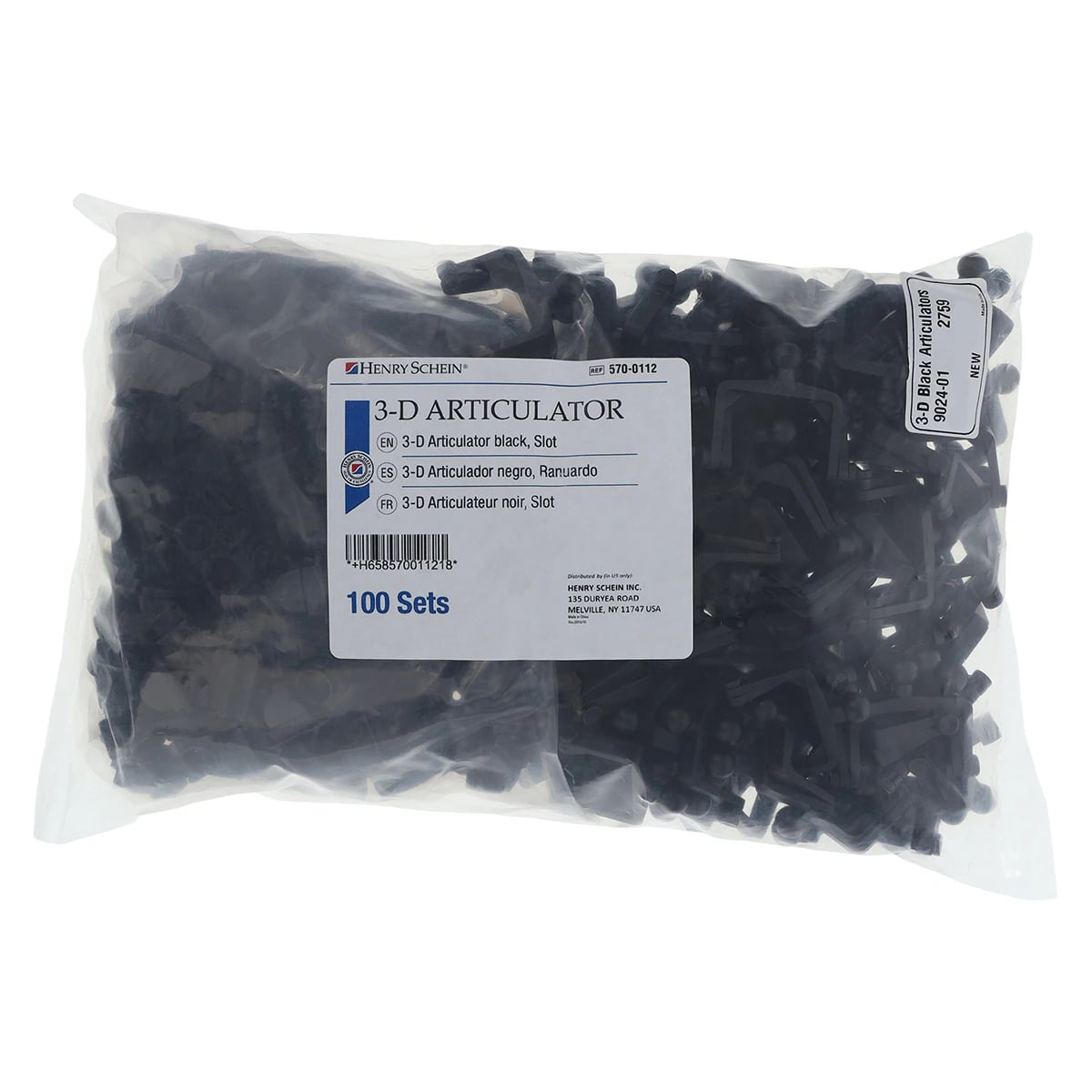 Henry Schein Disposable 3-D Black Slotted Articulators, 100/Bag