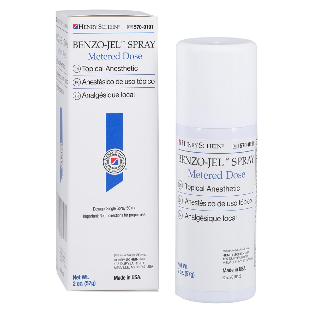 Benzo-Jel Topical Anesthetic Spray, 20% Benzocaine, Peppermint Flavor, 2 oz/Can