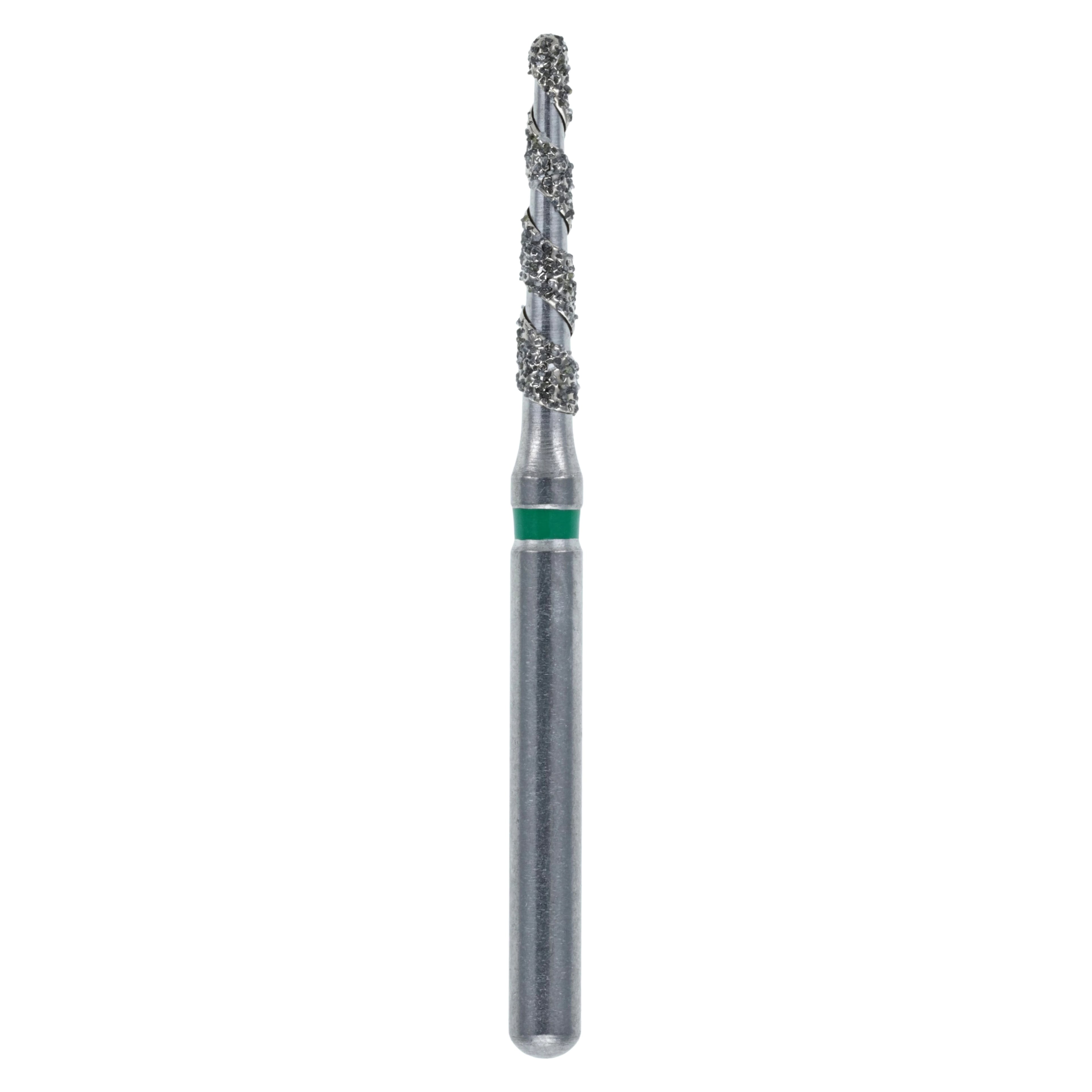 HSI Diamond Single-Use FG Bur, Friction Grip, Coarse, Spiral Round End Taper, 856-014C, 25/Pk