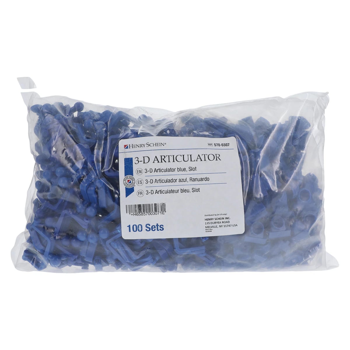 Disposable 3-D Blue Slotted Articulators, 100/Box