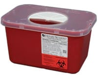 Henry Schein Sharps Container with Rotary Lid, 1 Gallon, Red/Clear, Polypropylene, 10-3/10 x 7 x 5-3/5"