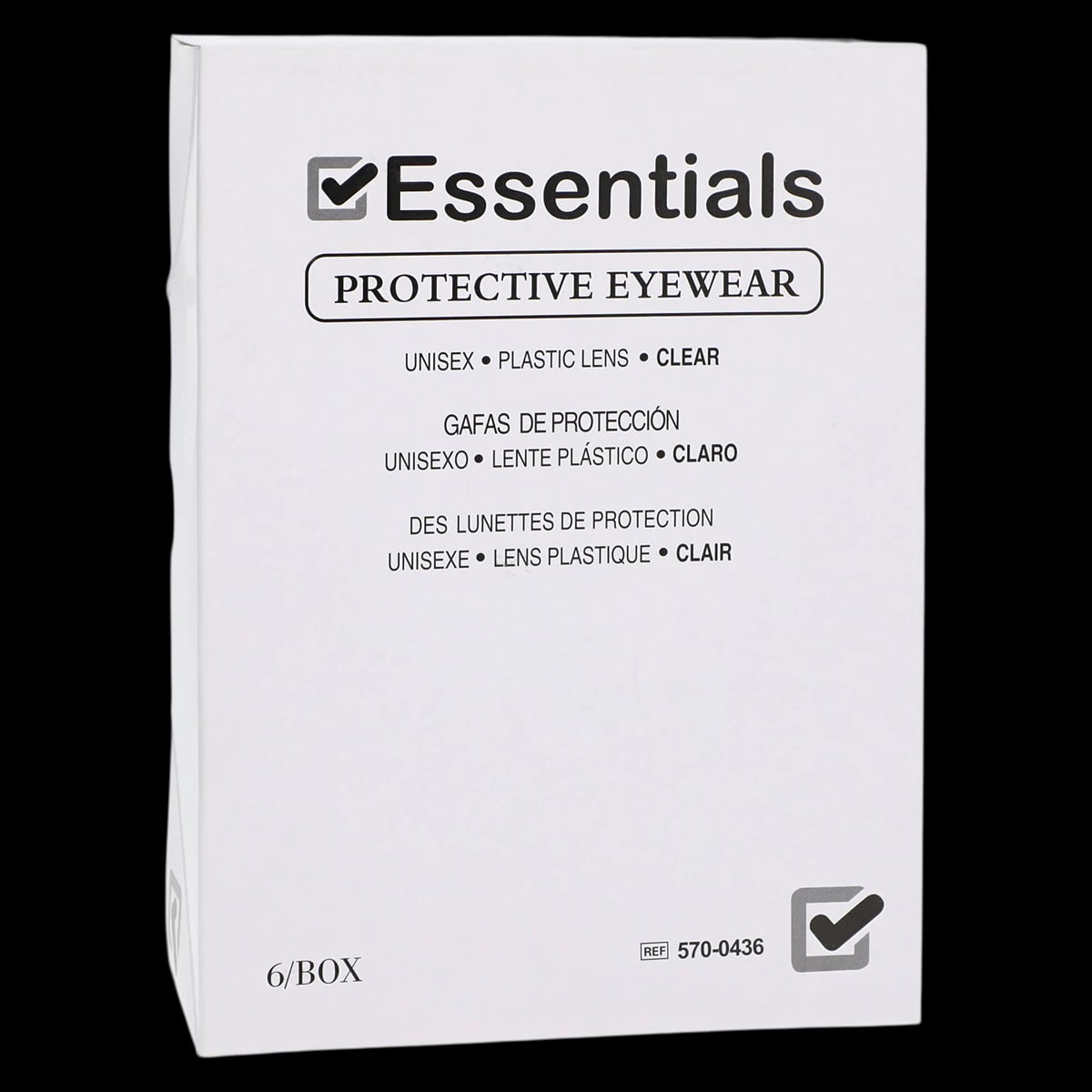 Essentials Protective Eyewear, Universal, Clear, 6/Box