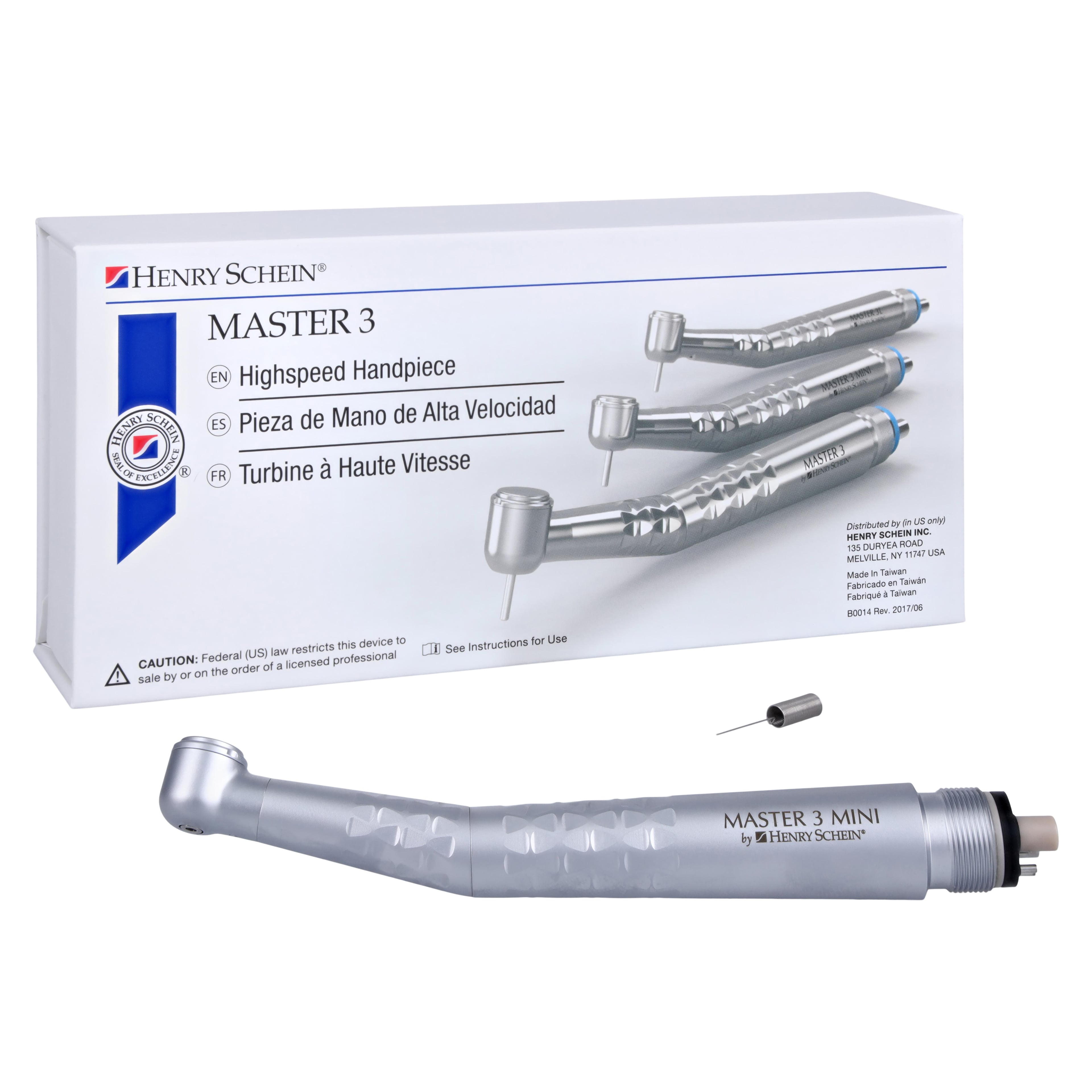 Master Mini 3 Non-Optic High-Speed Handpiece, 4-Hole Push Button, 01KEZKNKSH664GYR0YD1B44BJY