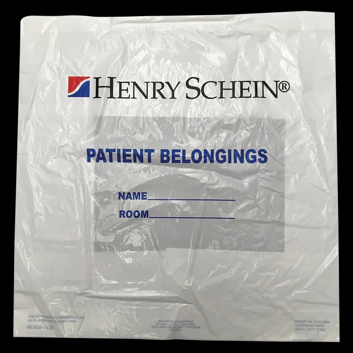 Henry Schein Patient Belongings Bag, White Opaque, Handle Top Closure, 20x20x4"