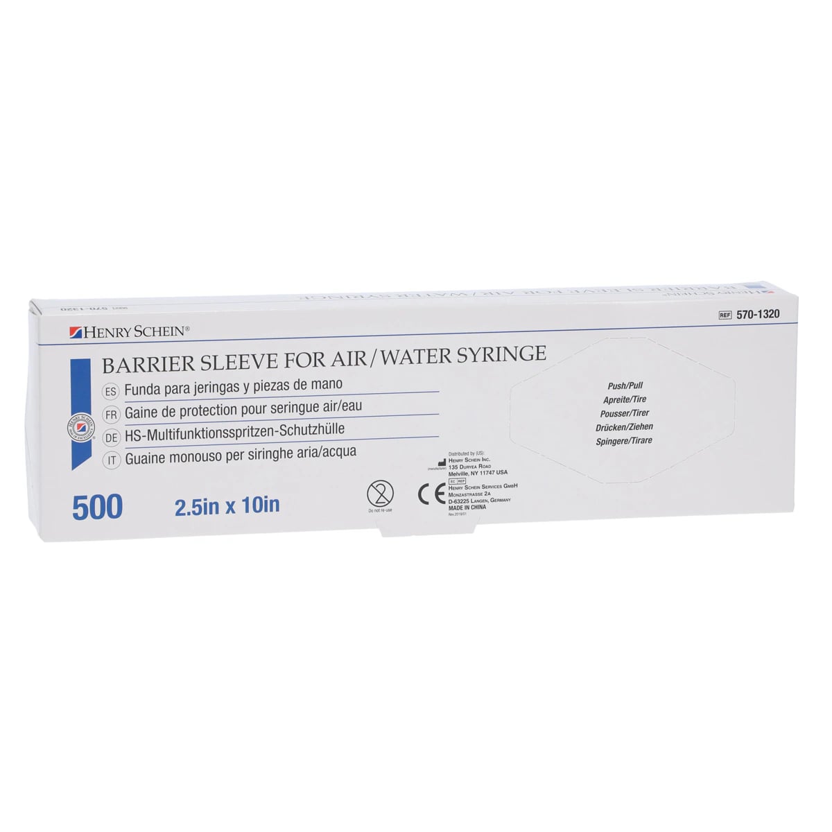 HSI Syringe Barrier Sleeve, 2.5 in x 10 in, Clear, 500/Box