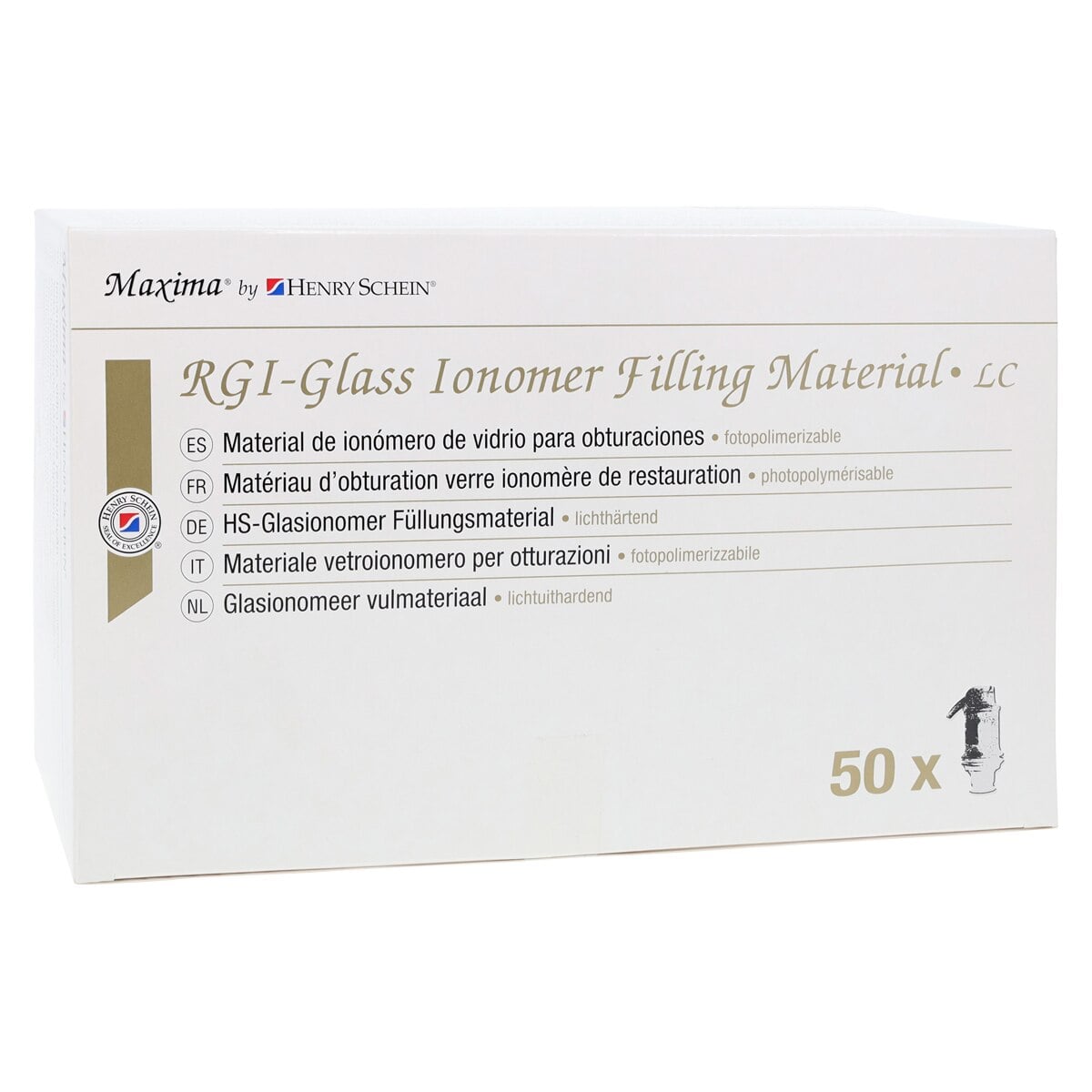 Maxima RGI Light-Cured Glass Ionomer Restorative, Application Capsule, Shade A1, 0.17 mL, 50/Pkg