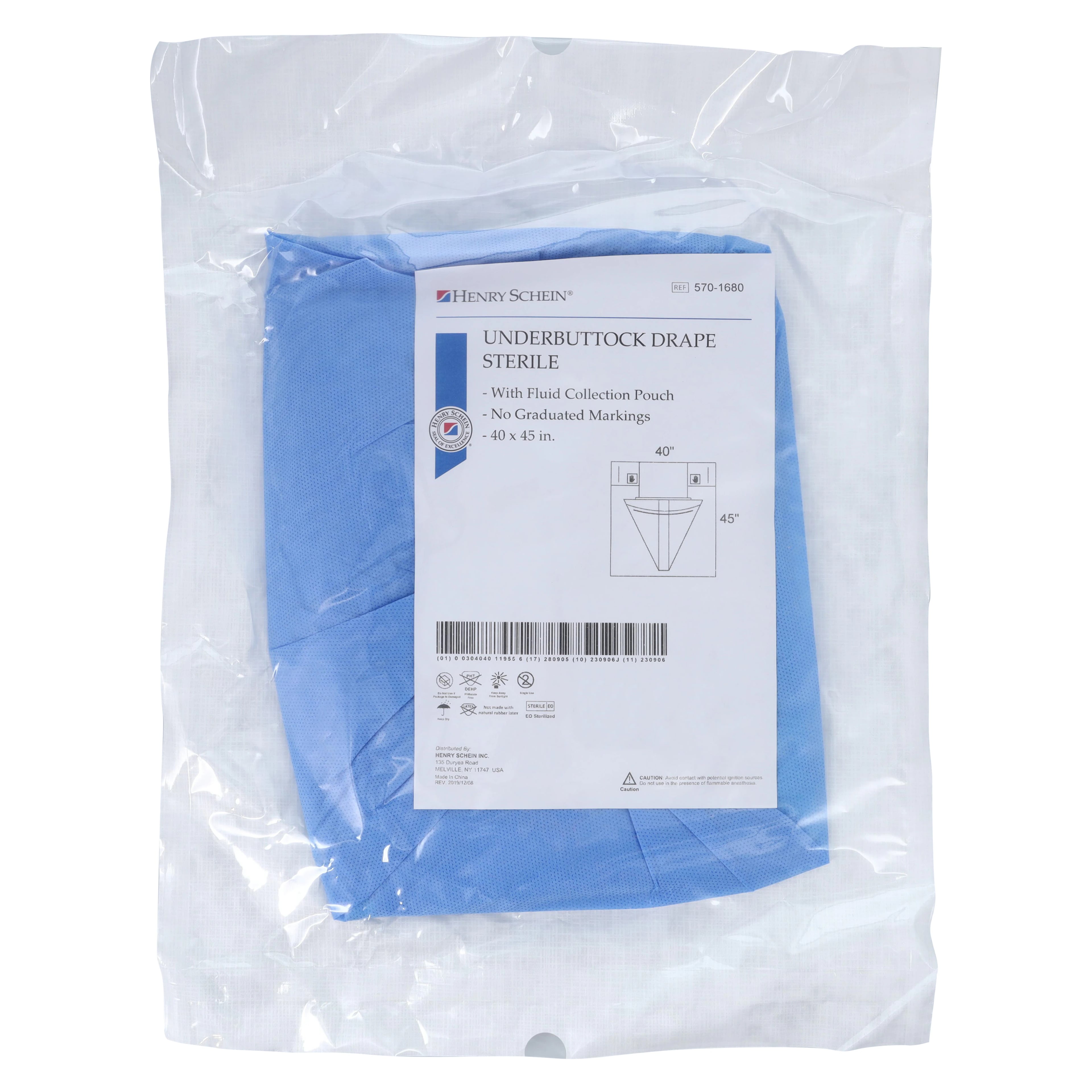 Henry Schein Sterile Underbuttocks Drape with Fluid Collection Pouch, 40x45" (SMS)