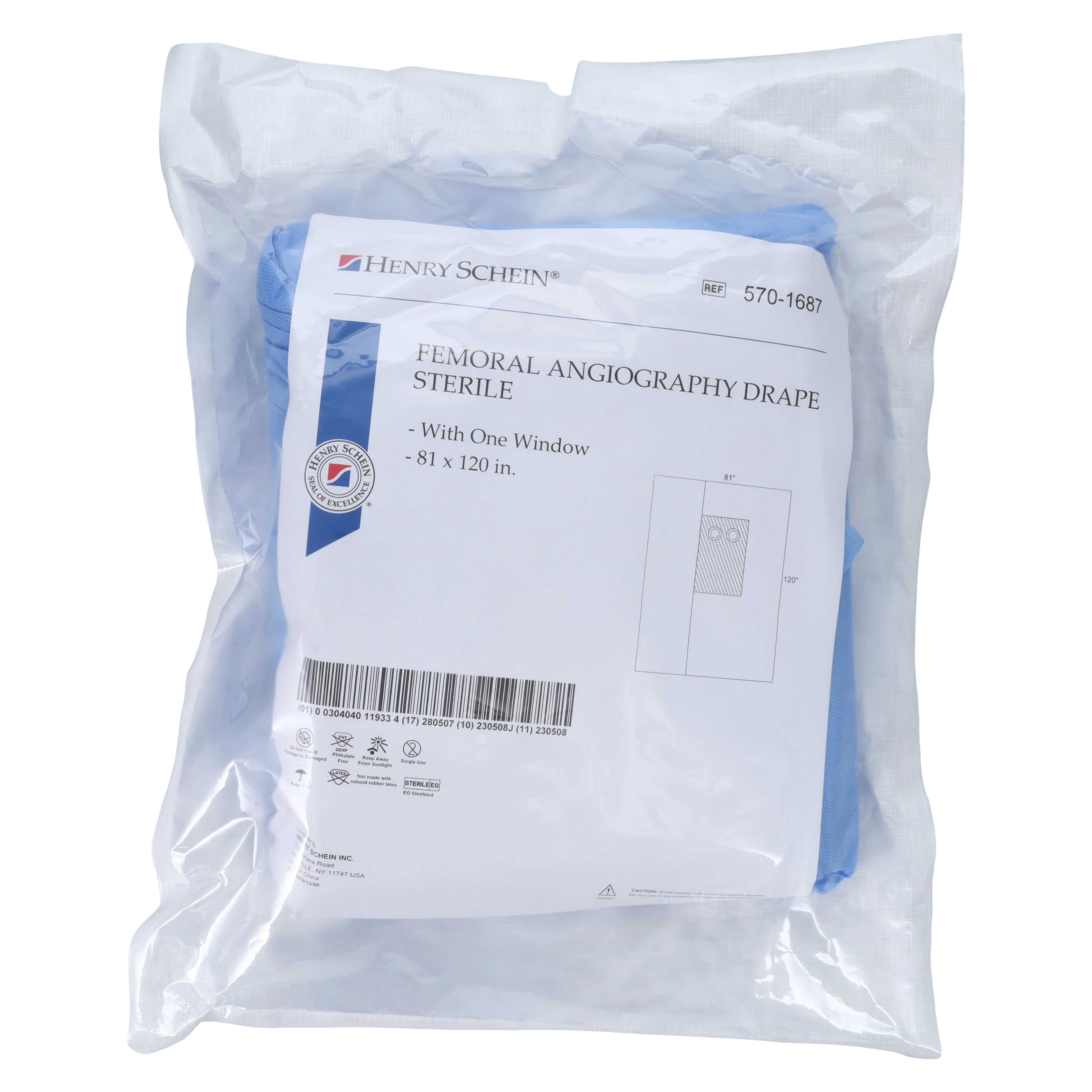 Henry Schein Sterile Femoral Angiography Drape, SMS, with Window