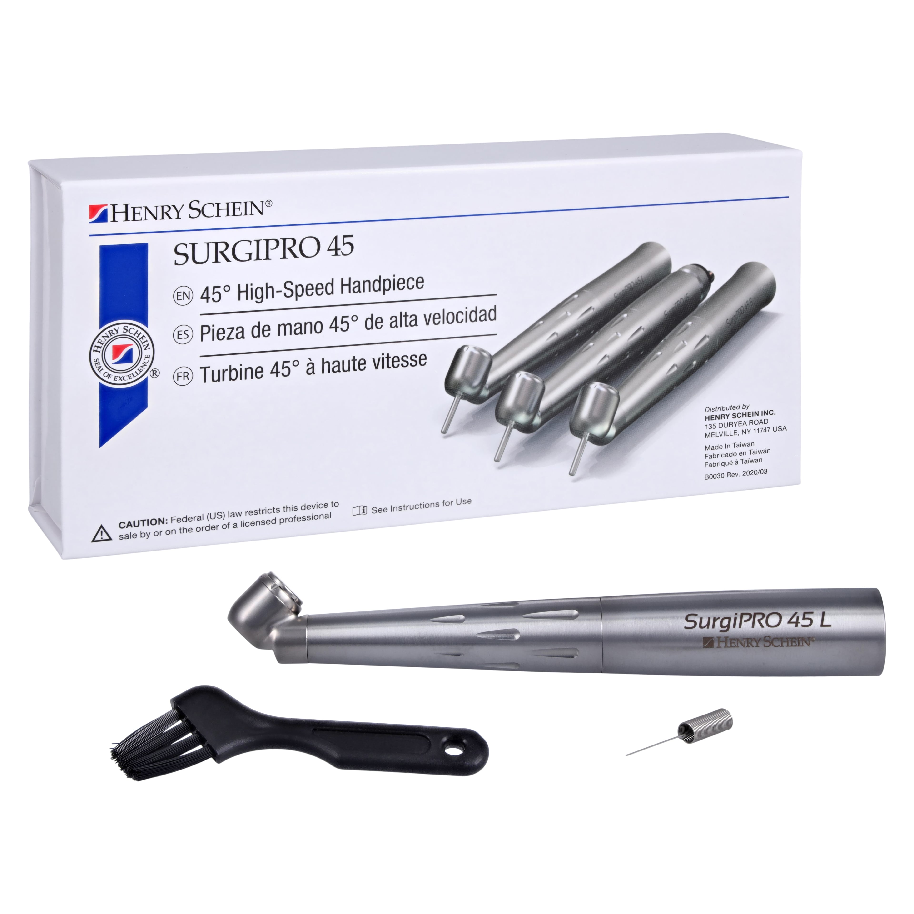 SurgiPro 45L HP Fiber Optic 45 Degree Angle High Speed Handpiece
