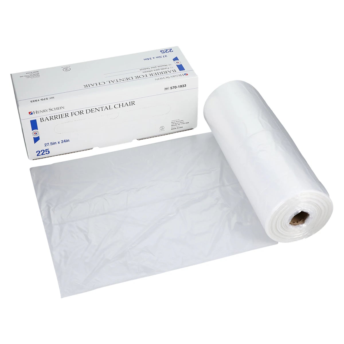 Henry Schein Dental Chair Barrier Sleeves, Half Chair, 27.5 in x 24 in, Latex-Free, 225/Box