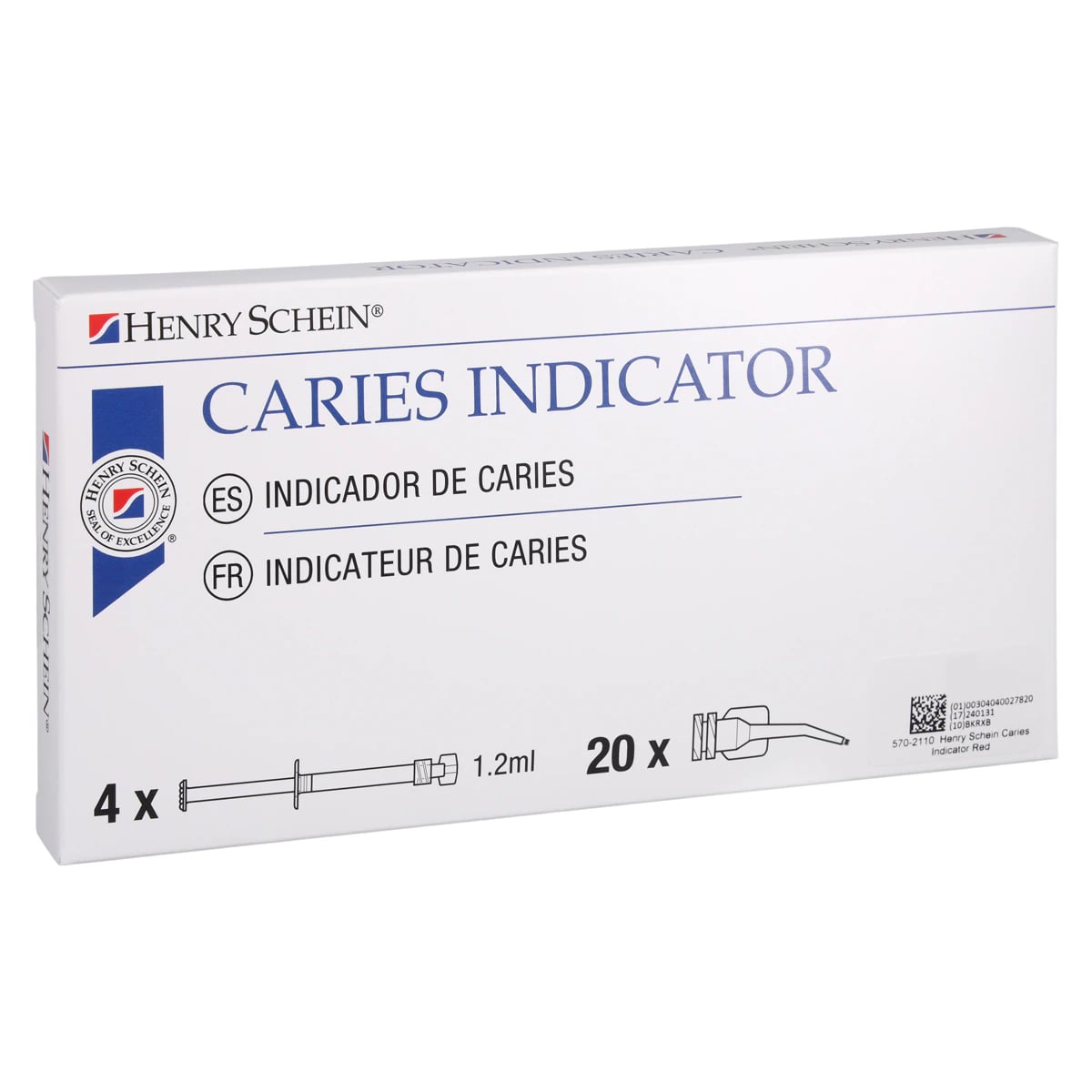 Henry Schein Caries Indicator, 1.2 mL Syringe, Red, 4/Box