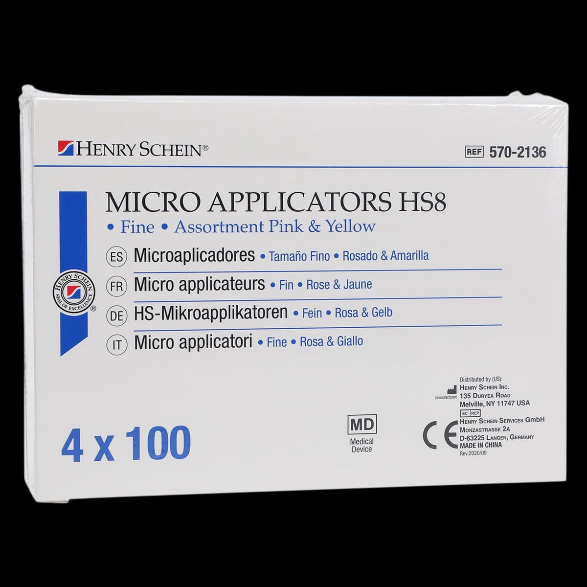 Micro Applicators M8 Assorted, Bendable, Fine Tip, Pink/Yellow, 400/Box