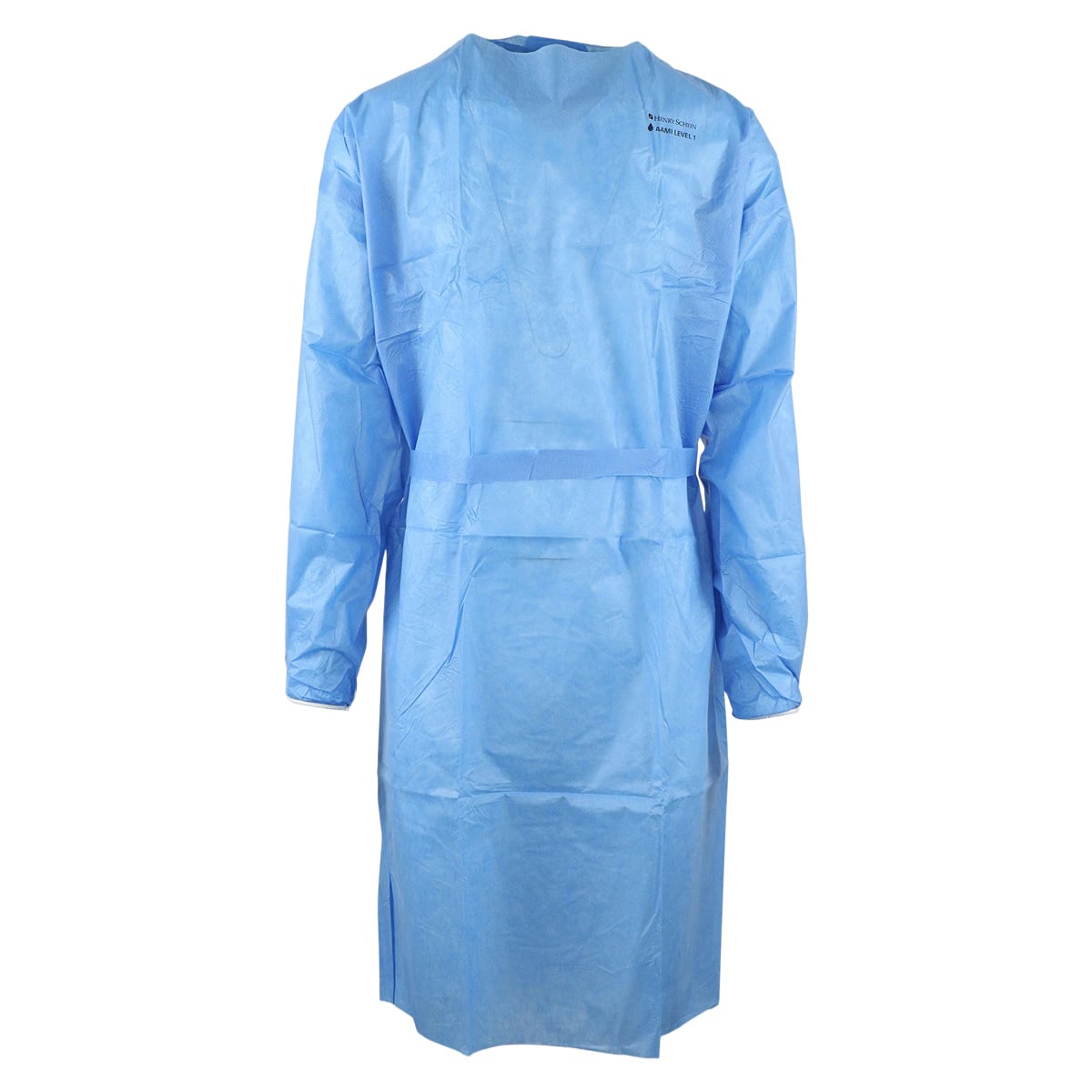 Isolation Gowns AAMI Level 1 SMS, Adult Medium, Blue, Non-Sterile, Tie Closure, Long Sleeves, 10/Bag