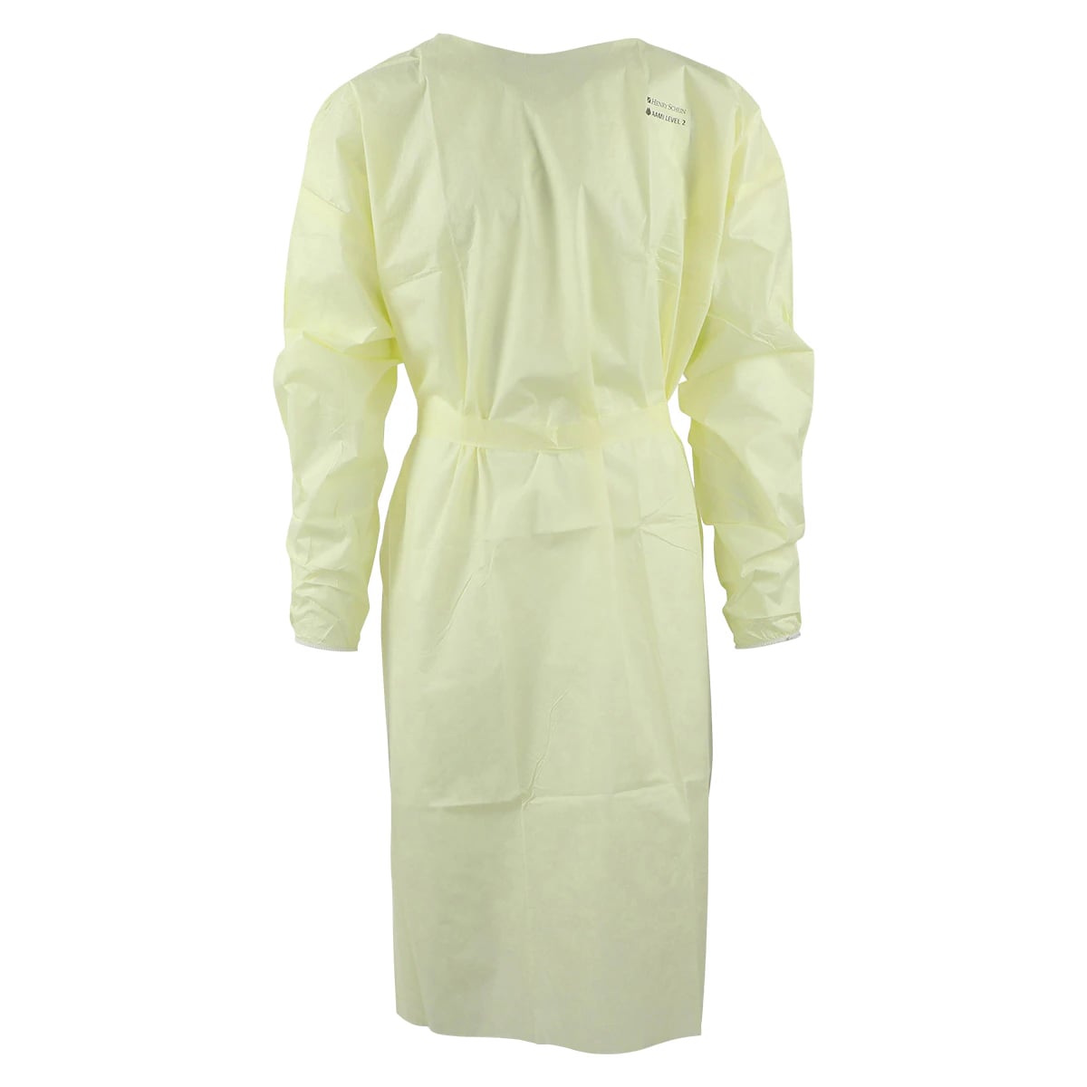 Isolation Gowns AAMI Level 2 SMS, Adult Medium, Yellow, Non-Sterile, Tie Closure, Long Sleeves, 10/Bag