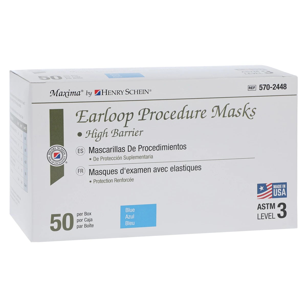 Criterion Earloop Mask L3 USA, ASTM Level 3, Blue, Disposable, Latex-Free, 50/Box