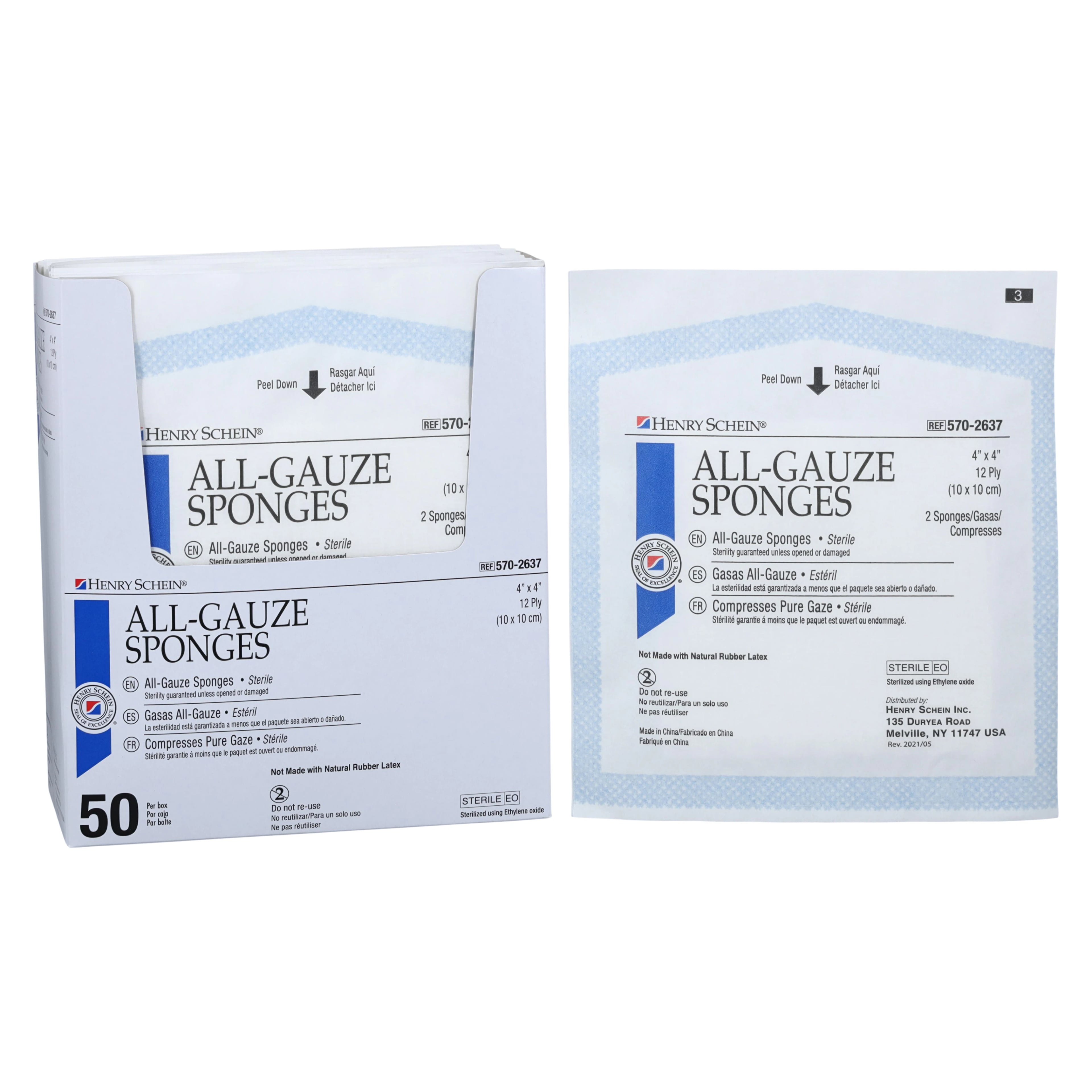 Henry Schein Premium Gauze Sponge, 100% Cotton, 4x4", 12-Ply, Sterile, Latex-Free, 01KEZKNPAK9CM4K0MAYEFTF0TZ
