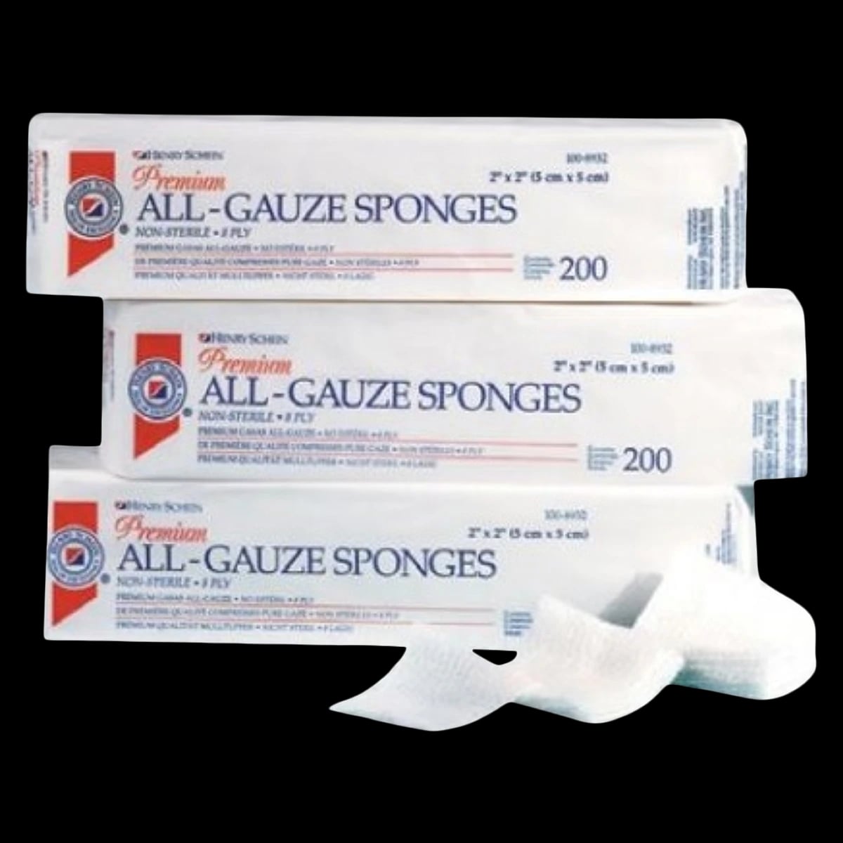 Henry Schein Premium Gauze Sponge, 100% Cotton, 2x2", 8-Ply, Non-Sterile, Square, Latex-Free