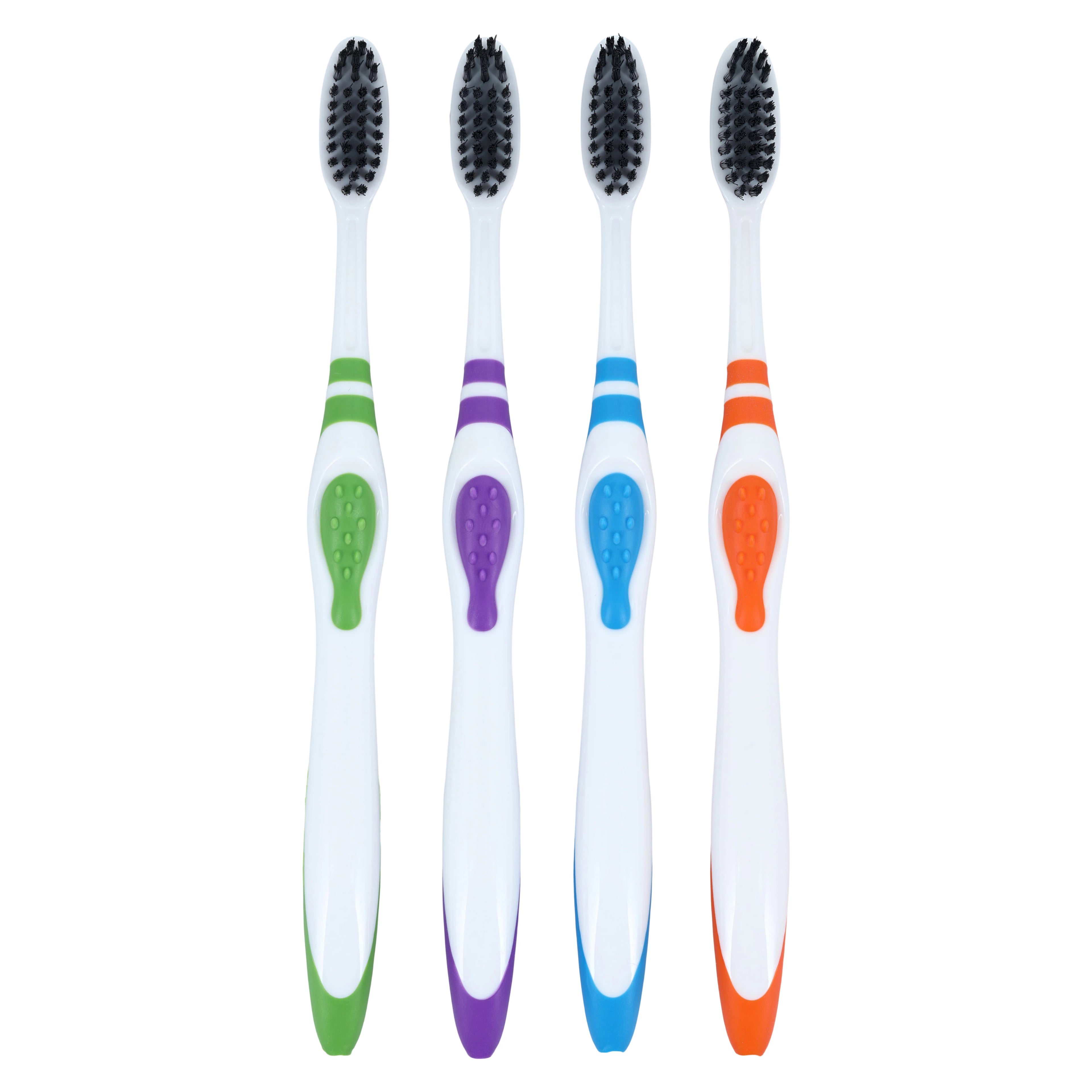 Acclean Charcoal Bristles Compact Toothbrush, Adult, 37 Tuft, 3 Colors, Tongue Cleaner, 72/Box