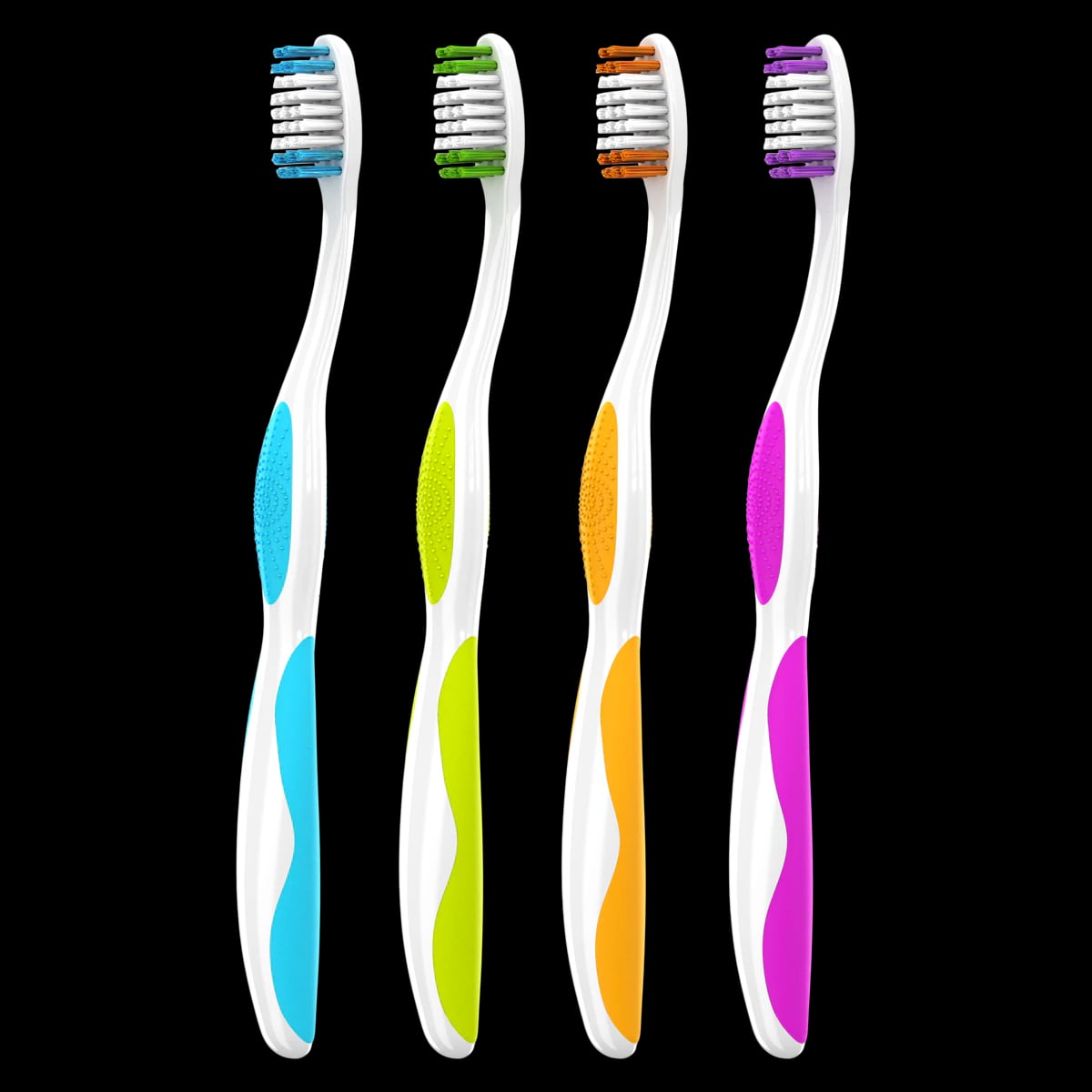 Acclean Flossing Compact Toothbrush, Adult, 30 Tuft, Soft, 4 Colors, 72/Box