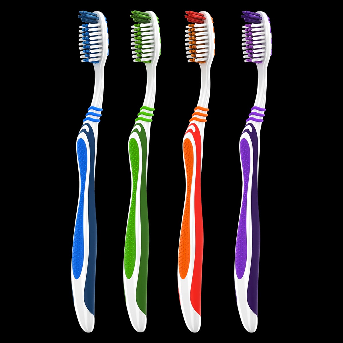 Acclean Raised Tip Compact Toothbrush, Adult, 42 Tuft, 4 Colors, 72/Box