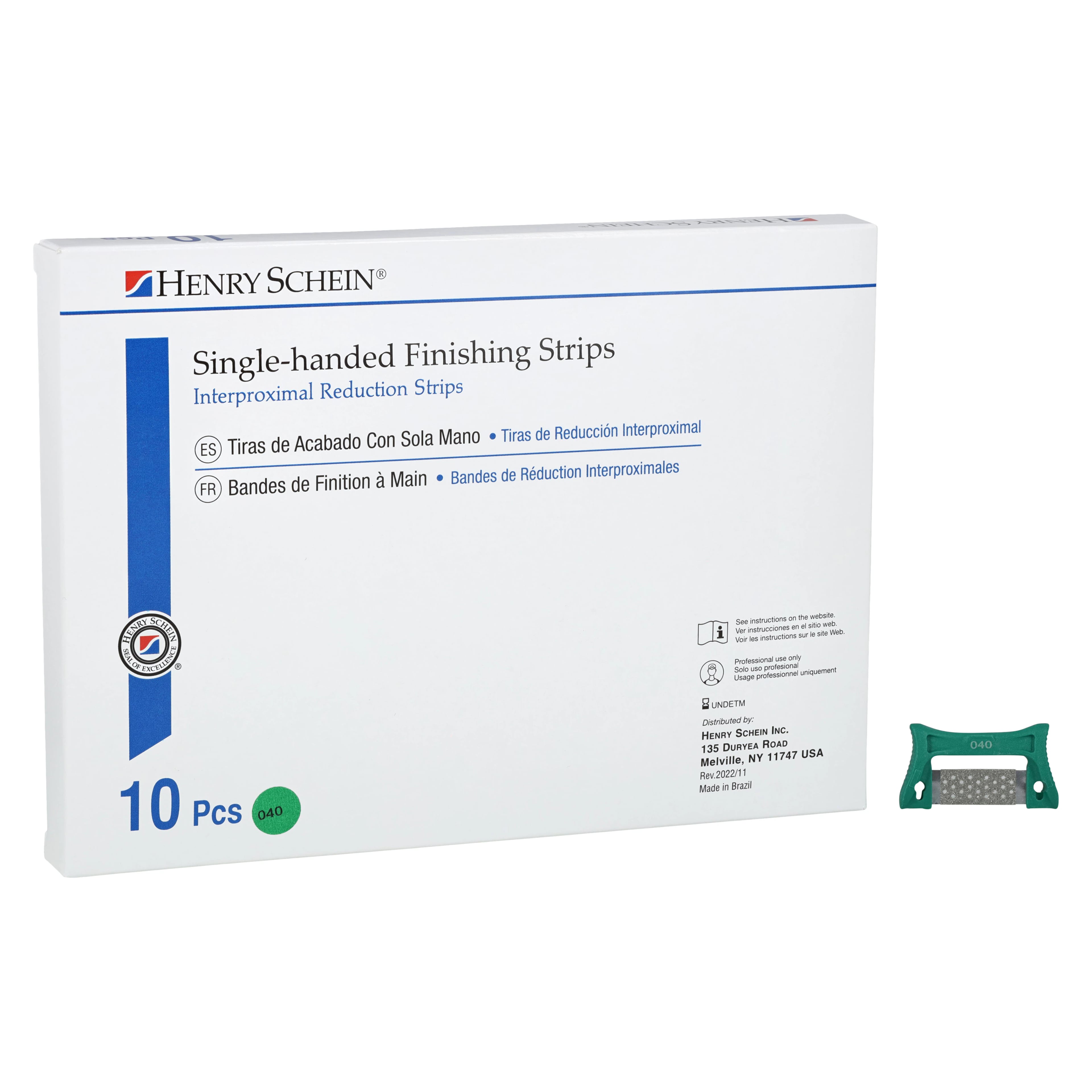 Double-Sided Finishing & Polishing Strips, Coarse Green, Serrated Stainless Steel, Autoclavable, 10/Pk