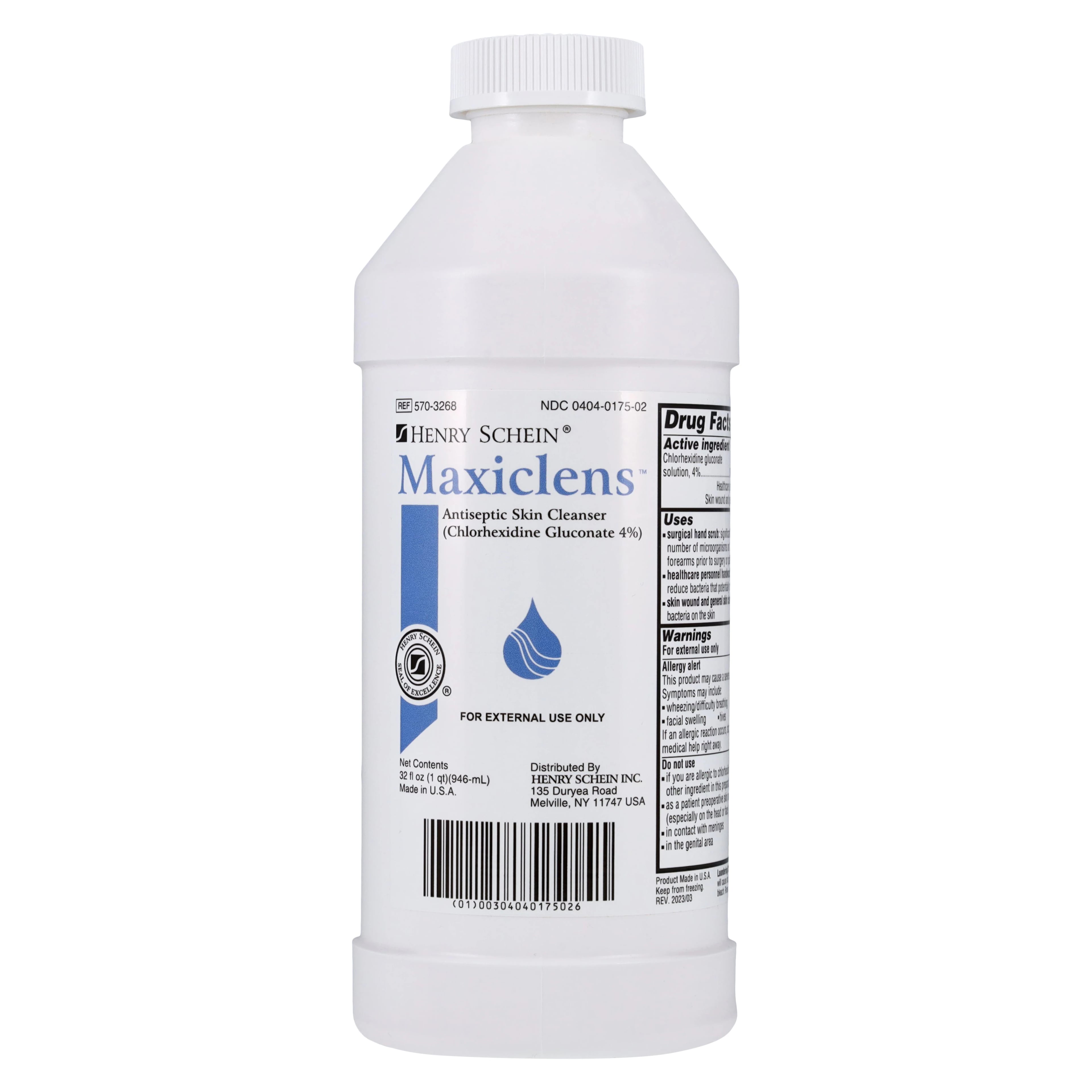 Maxiclens Topical Antiseptic, 4% Chlorhexidine Gluconate, 1 Quart Bottle