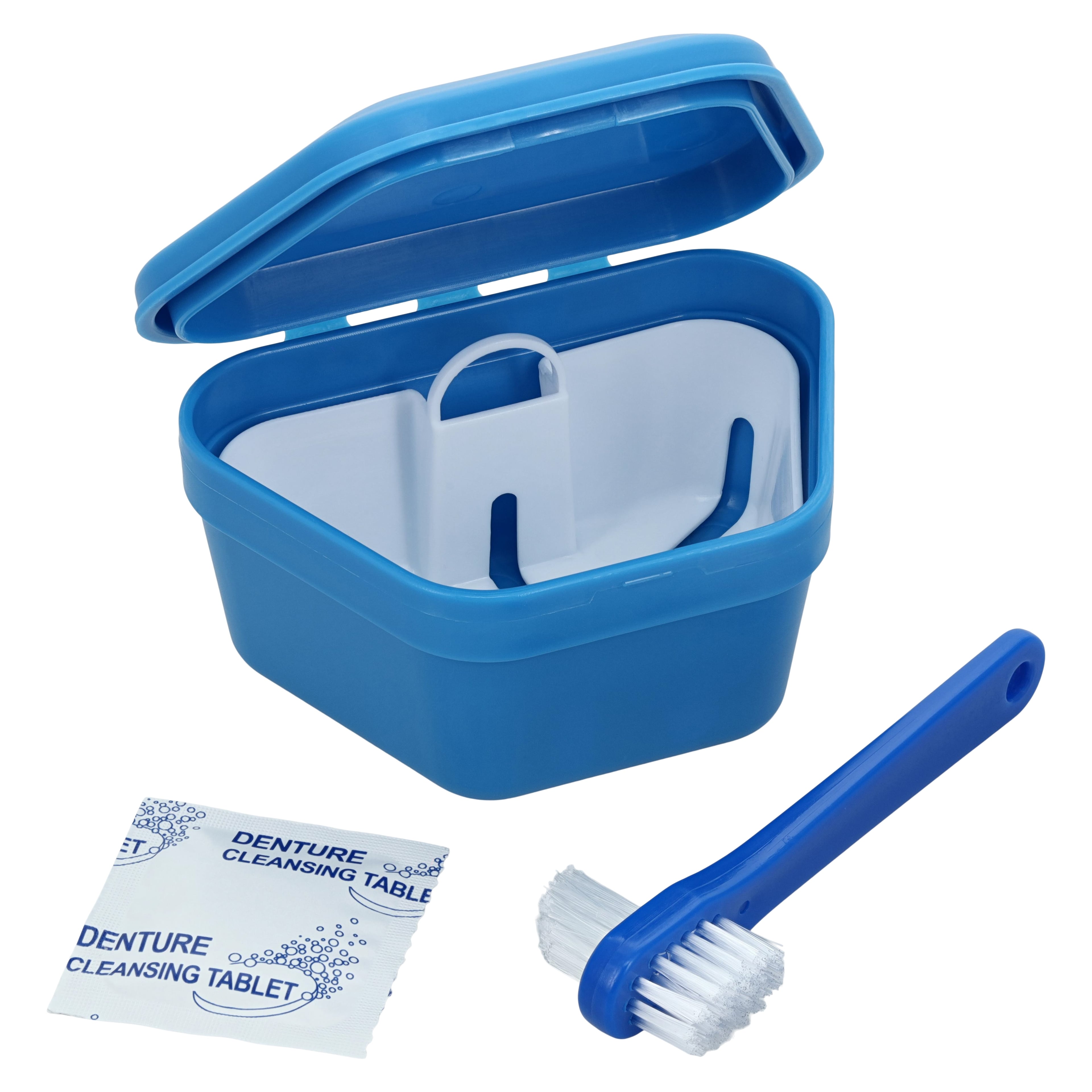 Patient Denture Kit, White Bath Bag with Brush & Cleaner, 12/Case