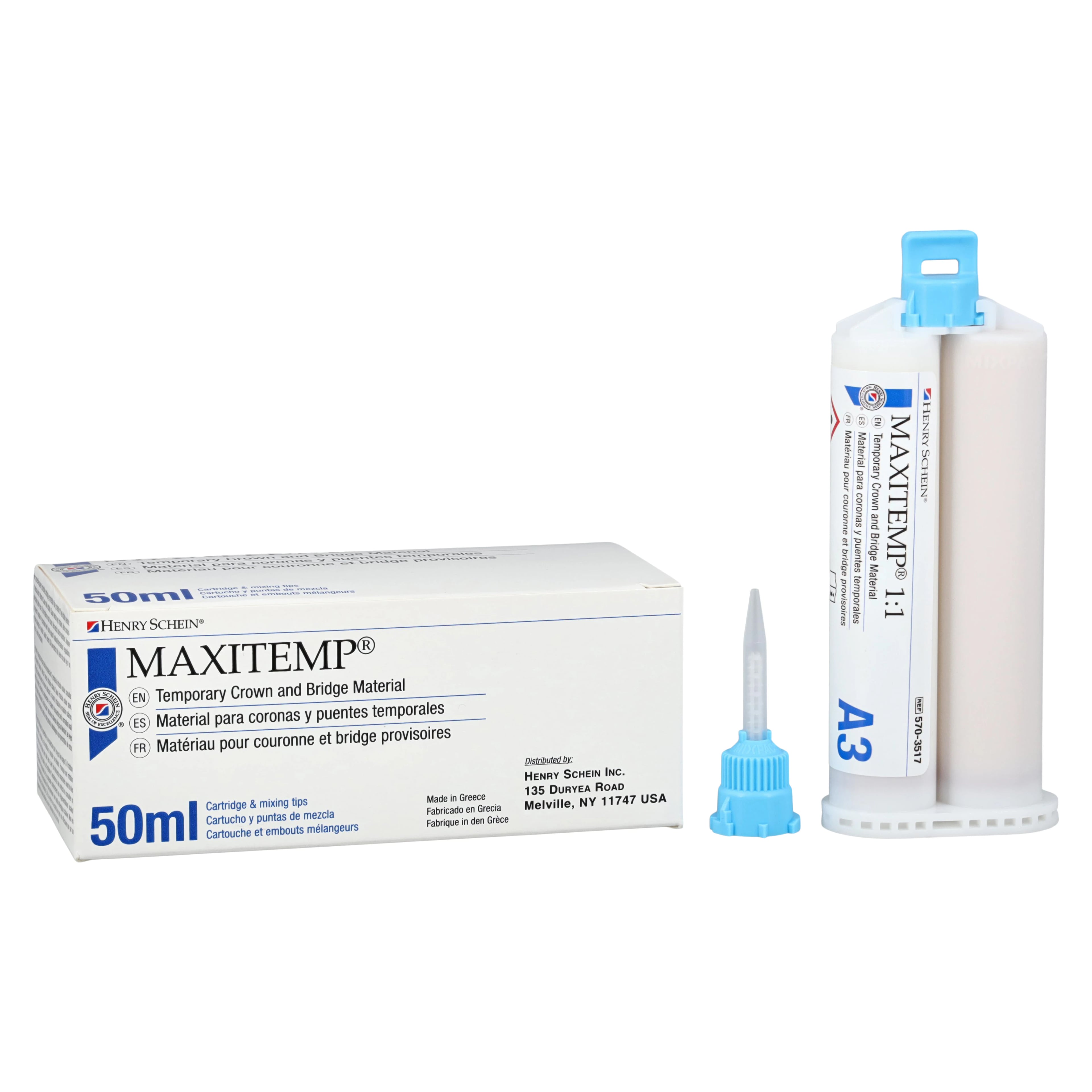 MaxiTemp Temporary Crown and Bridge Material 1:1 Cartridge Kit, Shade A3, 50 mL