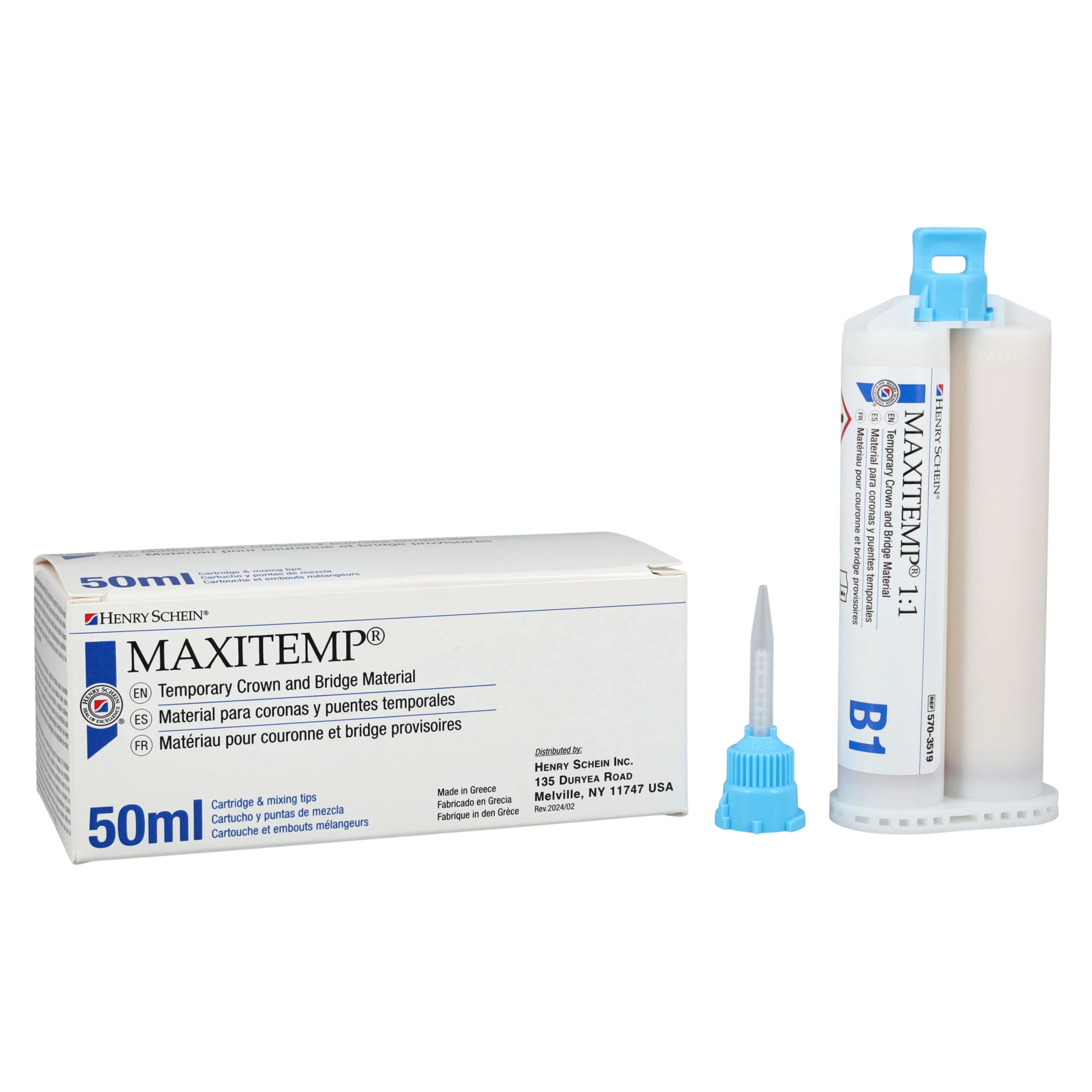 MaxiTemp Temporary Crown and Bridge Material 1:1 Cartridge Kit, Shade B1, 50 mL