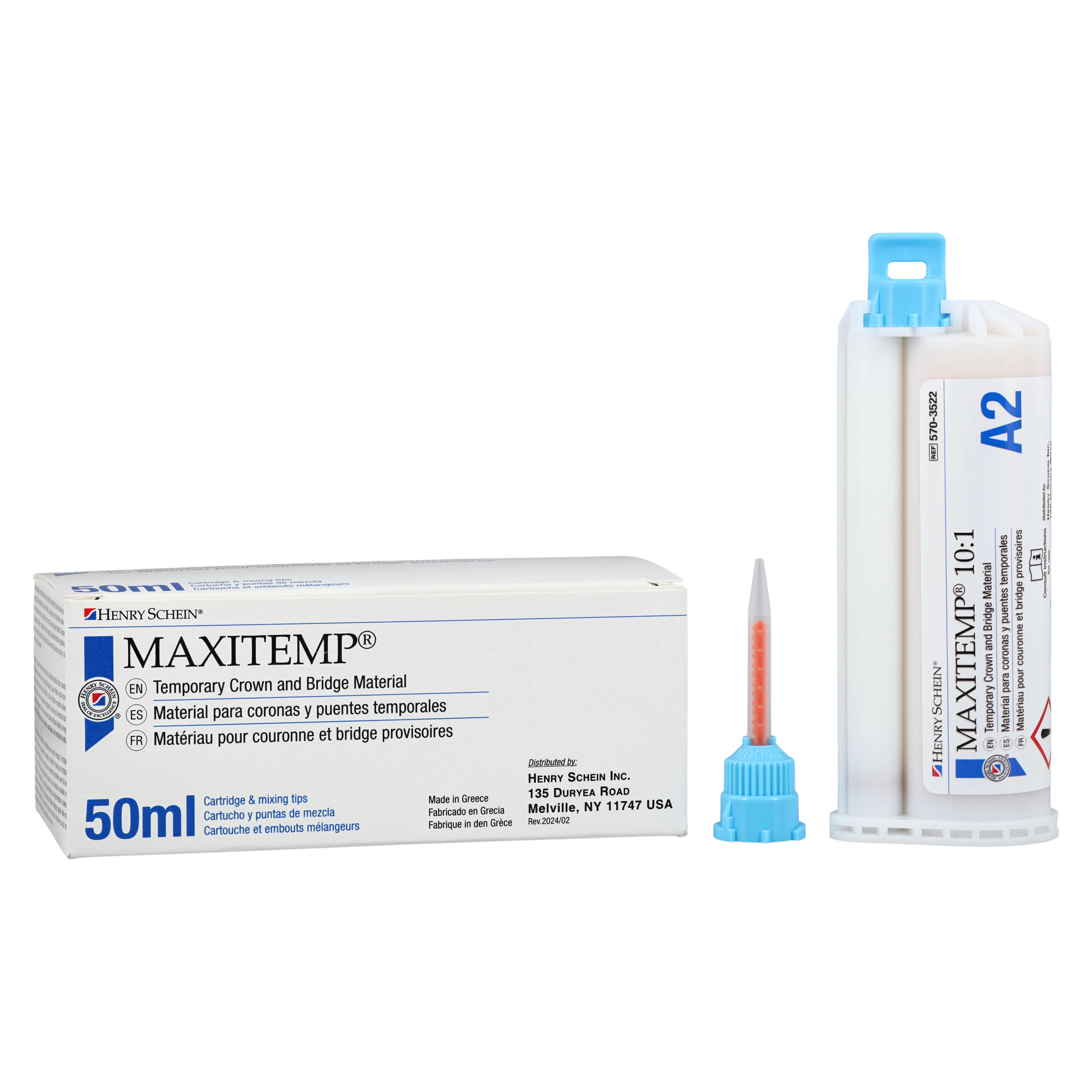 MaxiTemp Temporary Crown and Bridge Material 10:1 Cartridge Kit, Shade A2, 50 mL