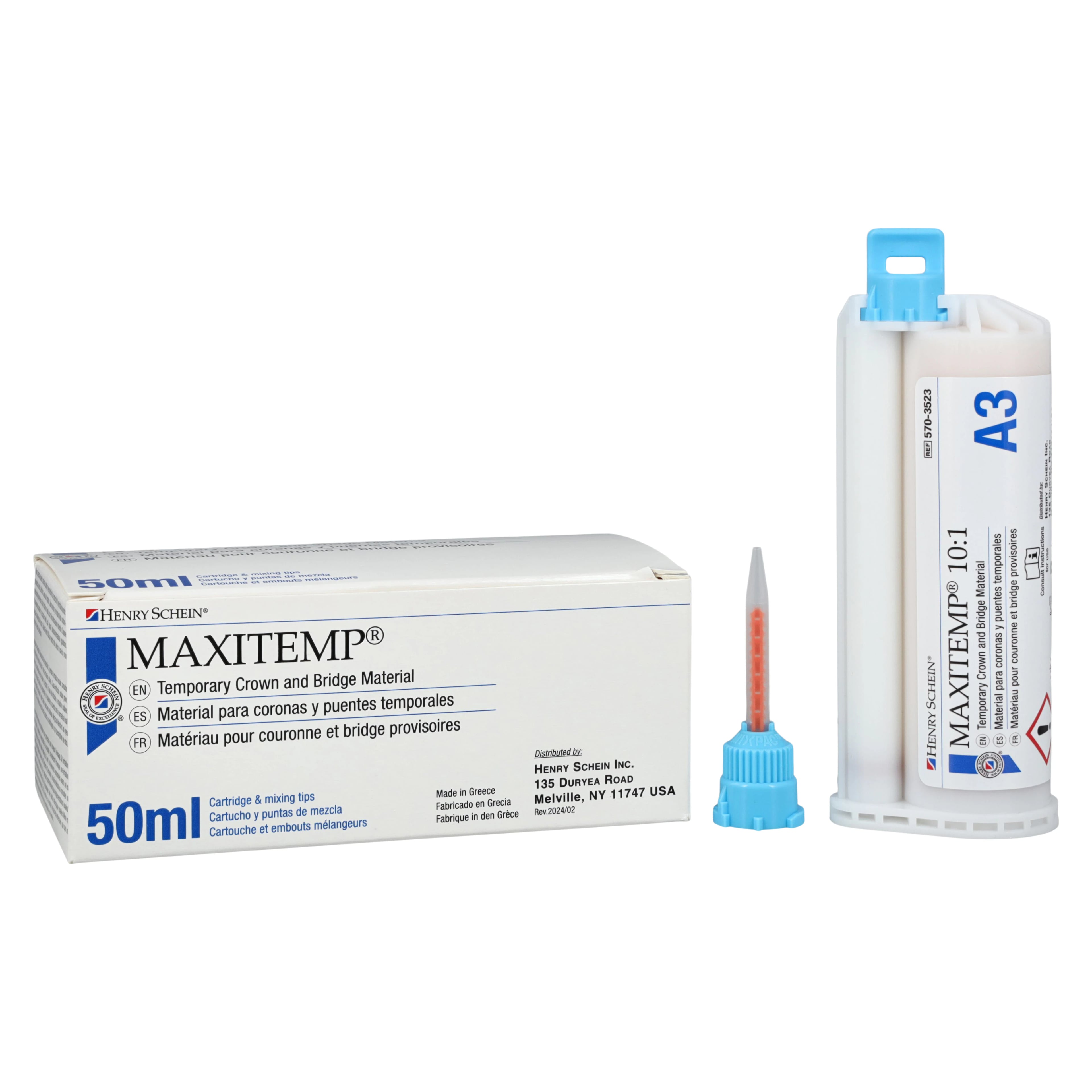 MaxiTemp Temporary Crown and Bridge Material 10:1 Cartridge Kit, Shade A3, 50 mL