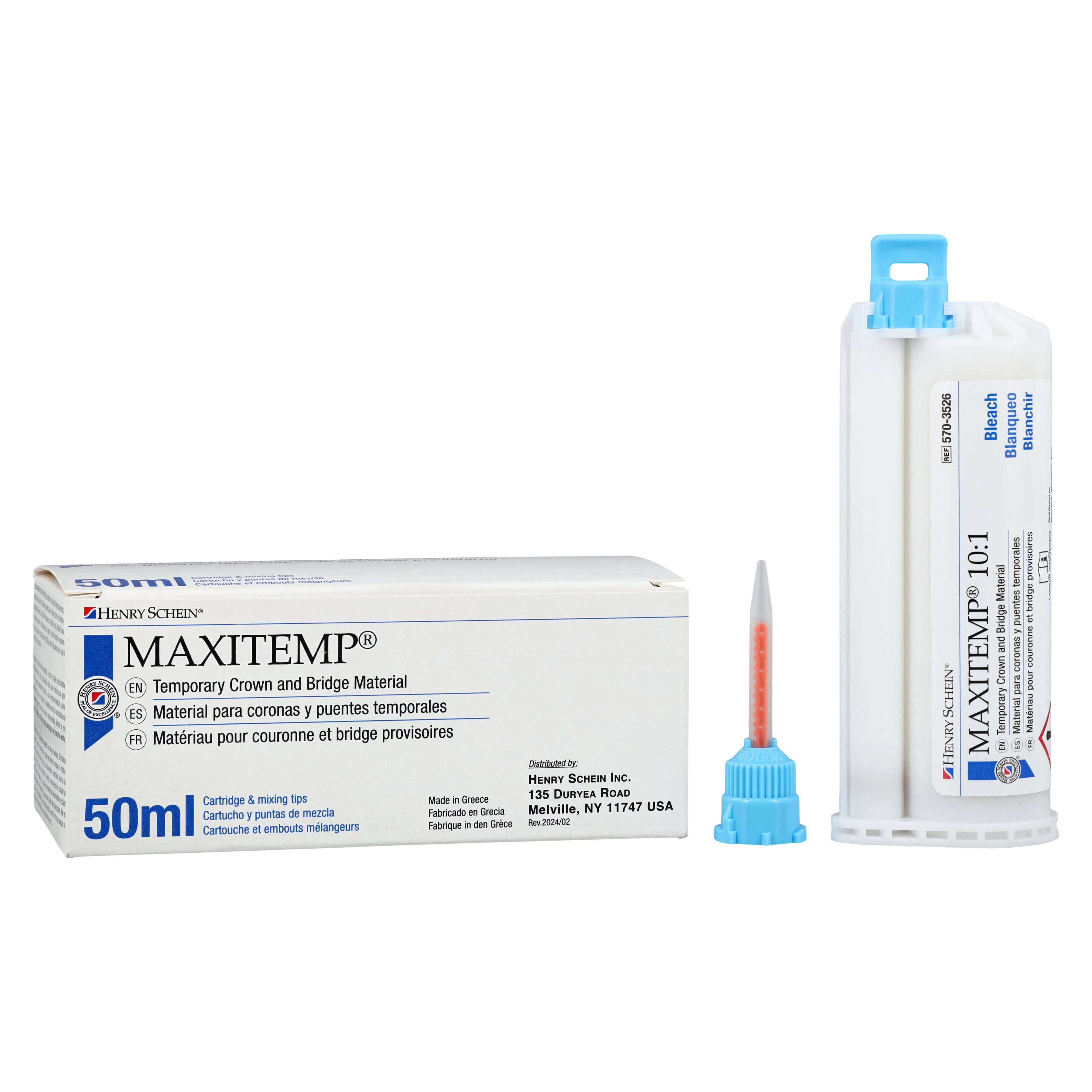 MaxiTemp Temporary Crown and Bridge Material 10:1 Cartridge Kit, Bleach White, 50 mL