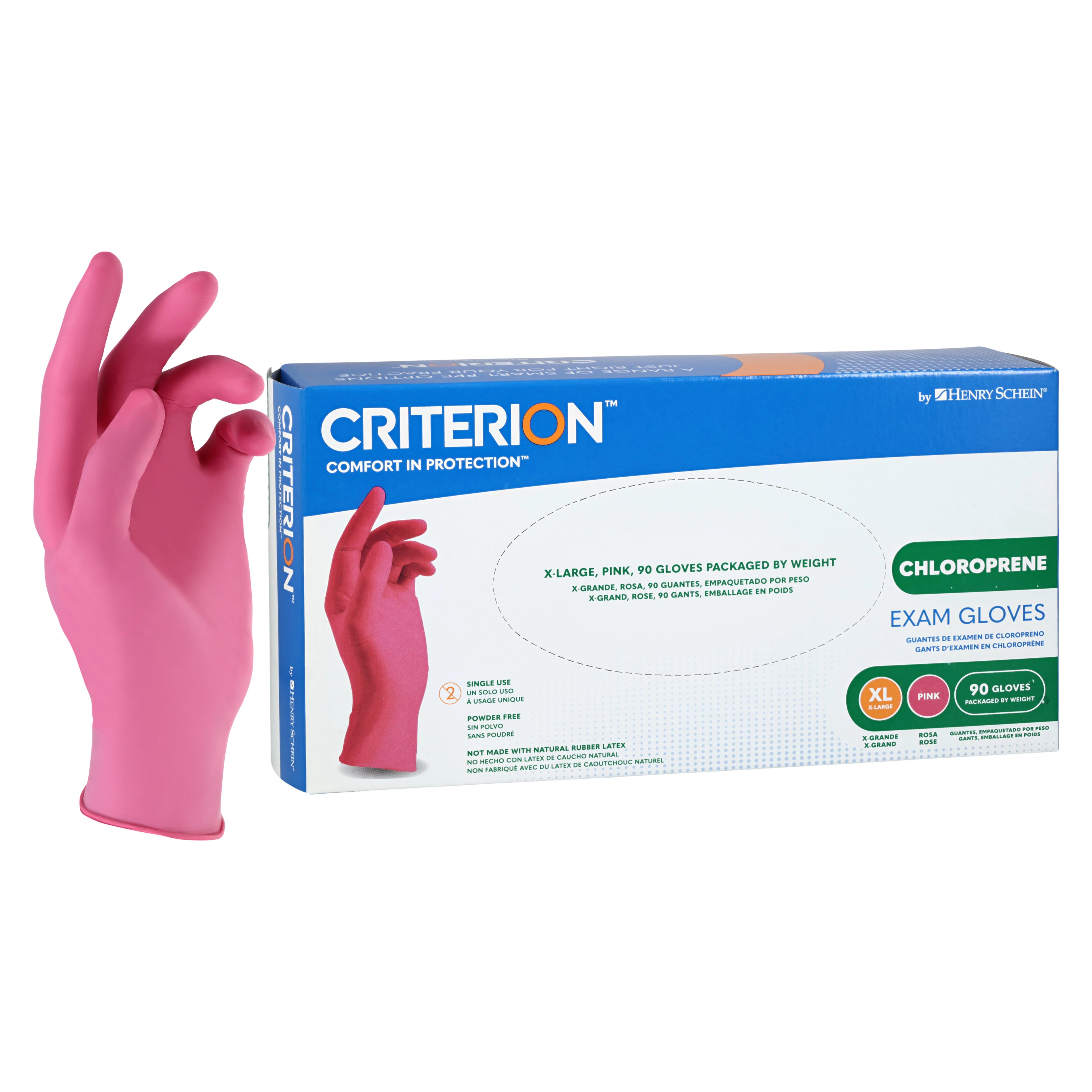 Criterion Chloroprene Exam Gloves, X-Large, Pink, Non-Sterile, 90/Box
