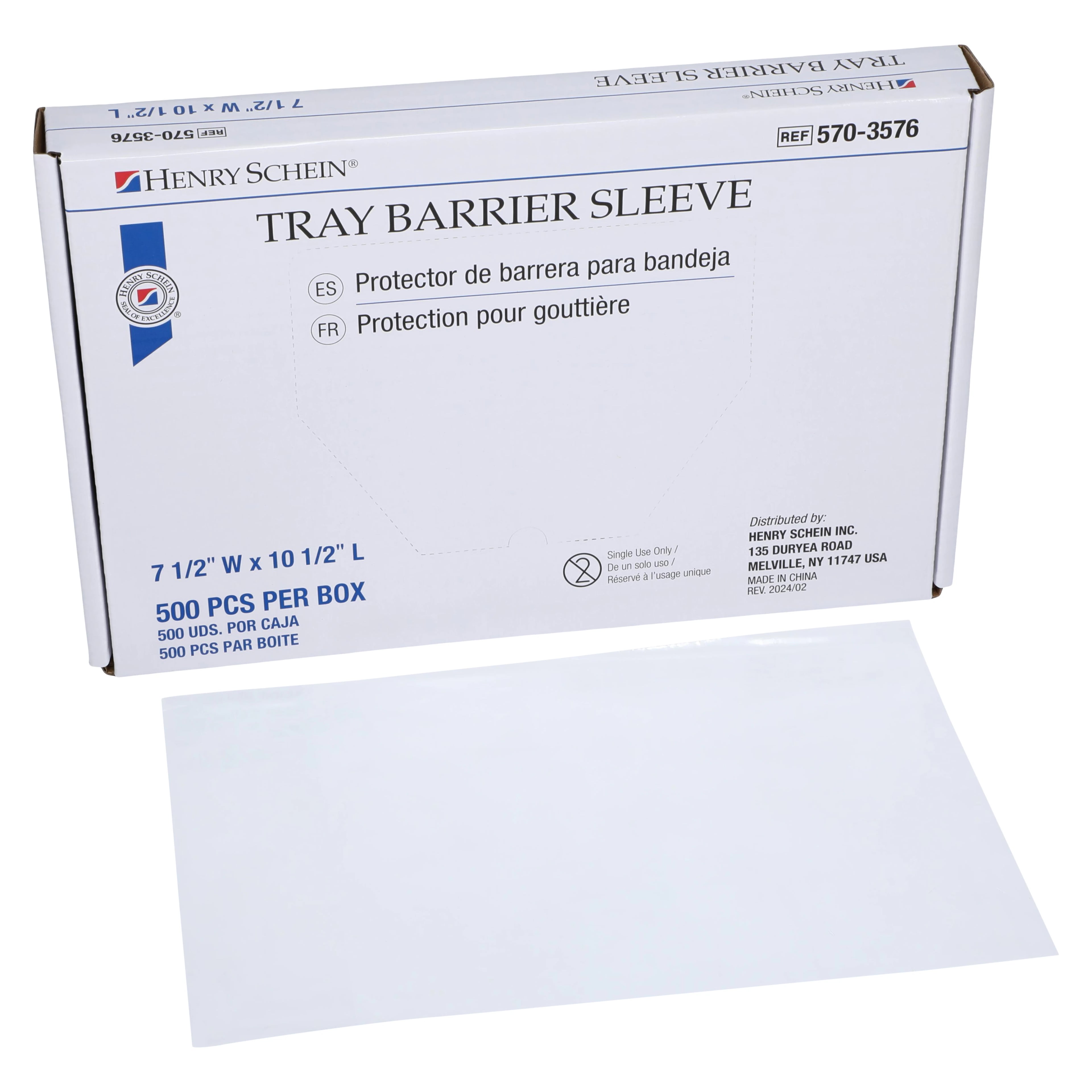 Henry Schein Tray Barrier Sleeve, 7.5 in x 10 in, Clear, Disposable, 500/Box
