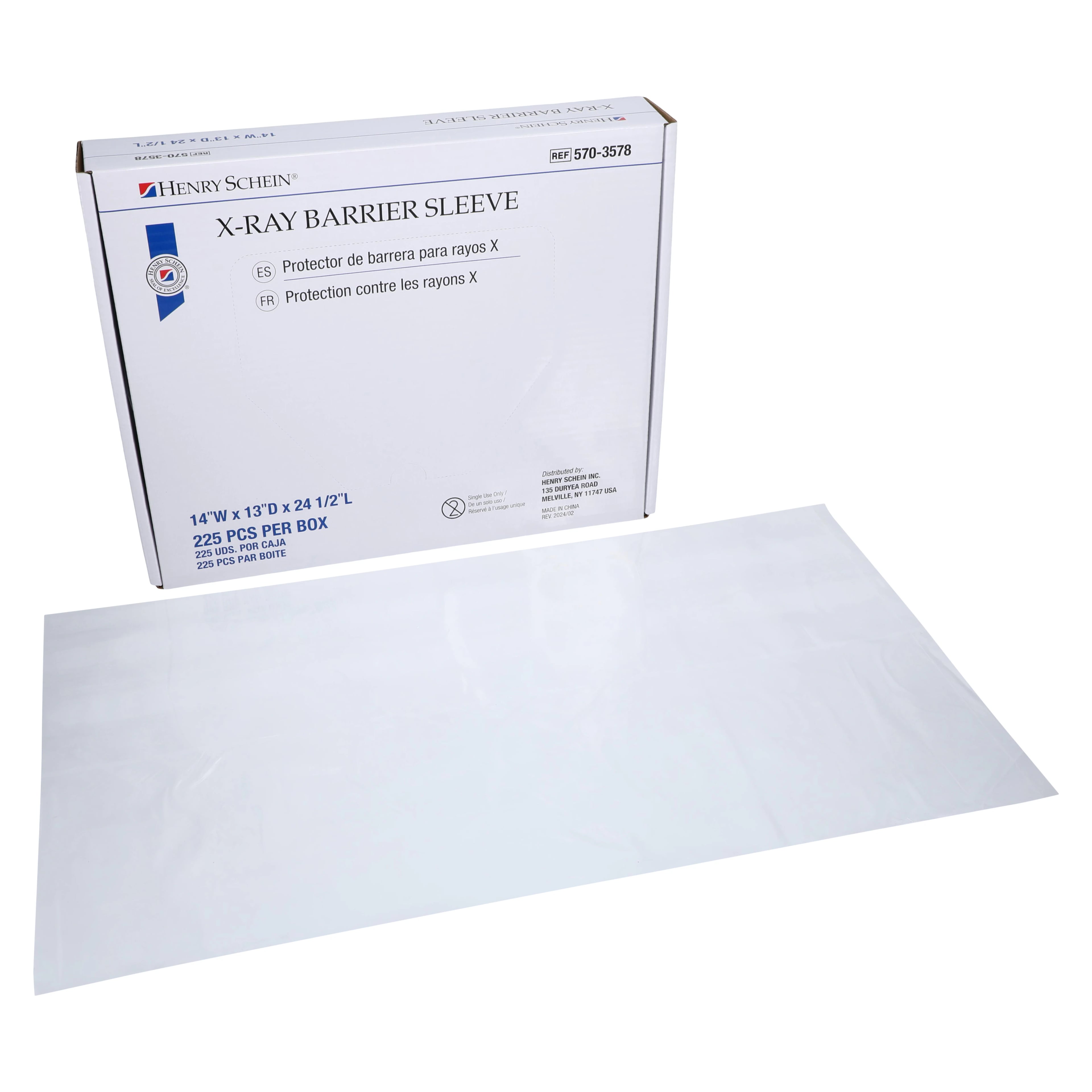 Henry Schein X-Ray Barrier Sleeve, 14 in x 13 in x 24.5 in, 225/Box