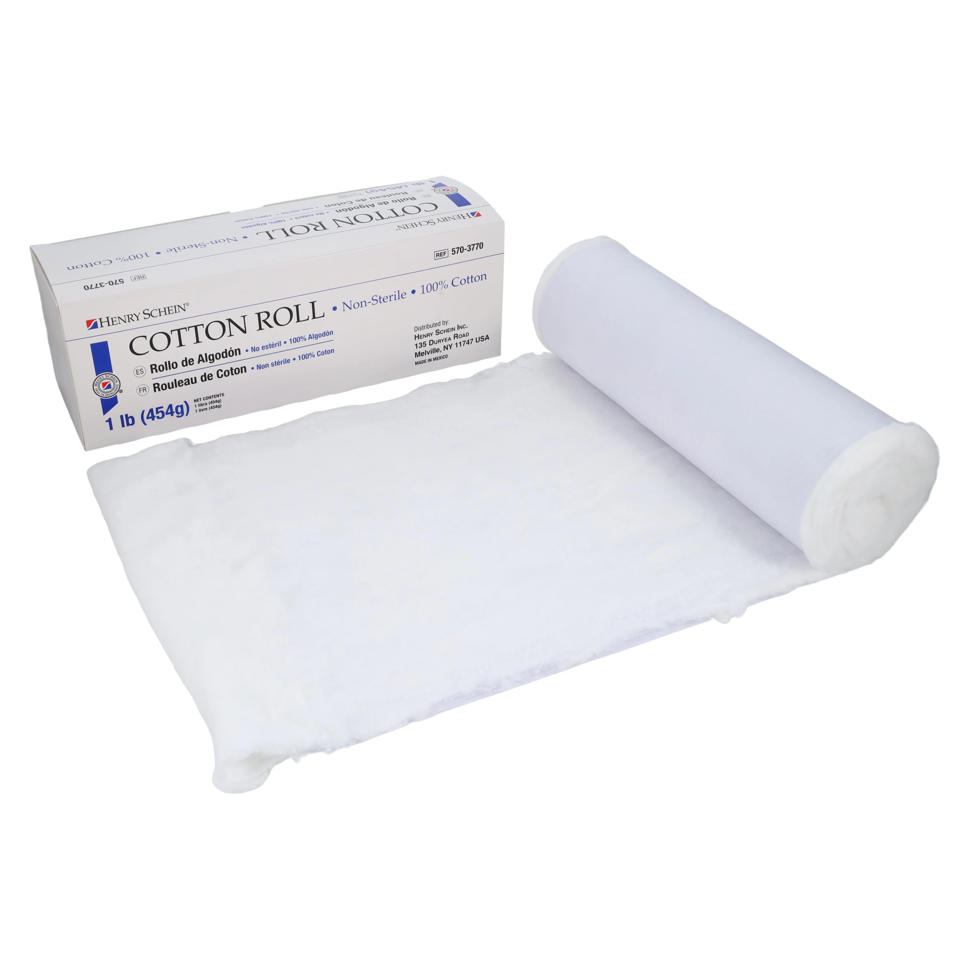 Henry Schein Absorbent Cotton Roll, Non-Sterile, Latex-Free, 1/Box