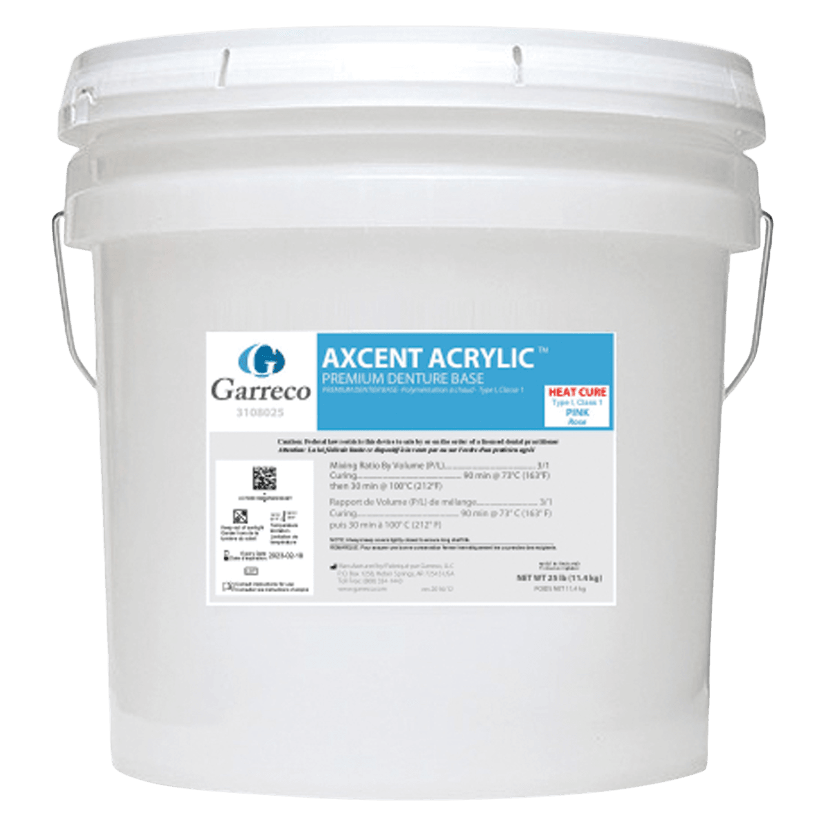 Axcent Premium Heat Cure Denture Base Resin Powder, Plain Pink, 25 lb
