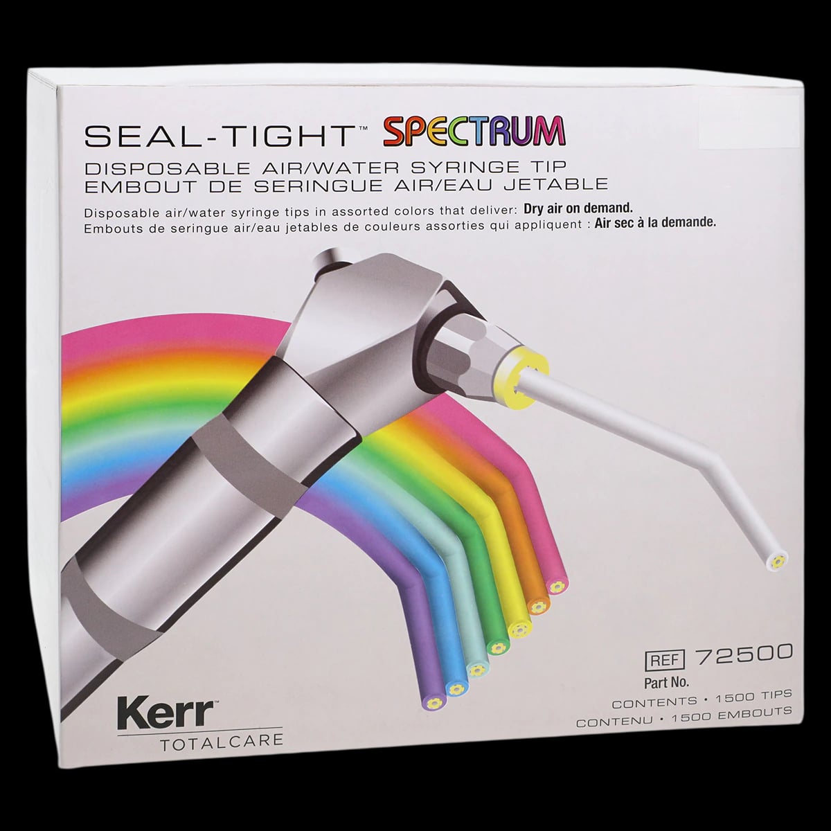 Kerr TotalCare Seal-Tight® Spectrum Disposable Air/Water Syringe Tips, Assorted Colors, Bulk Refill, 1500/Bag, 72500