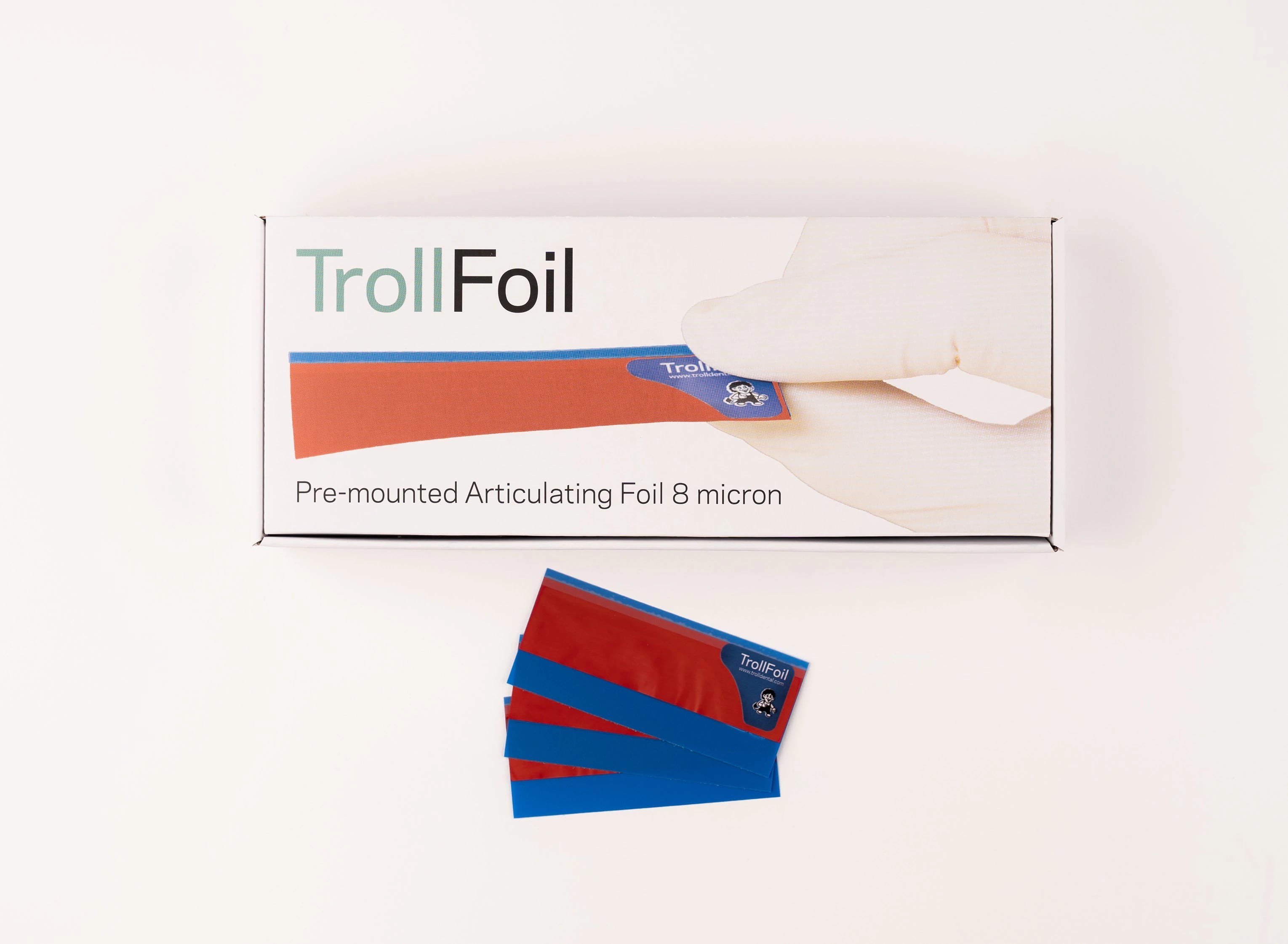 TrollFoil Double-Sided Articulating Foil, Red, 8 Microns, Pre-Mounted, 500/Pk, 12000600
