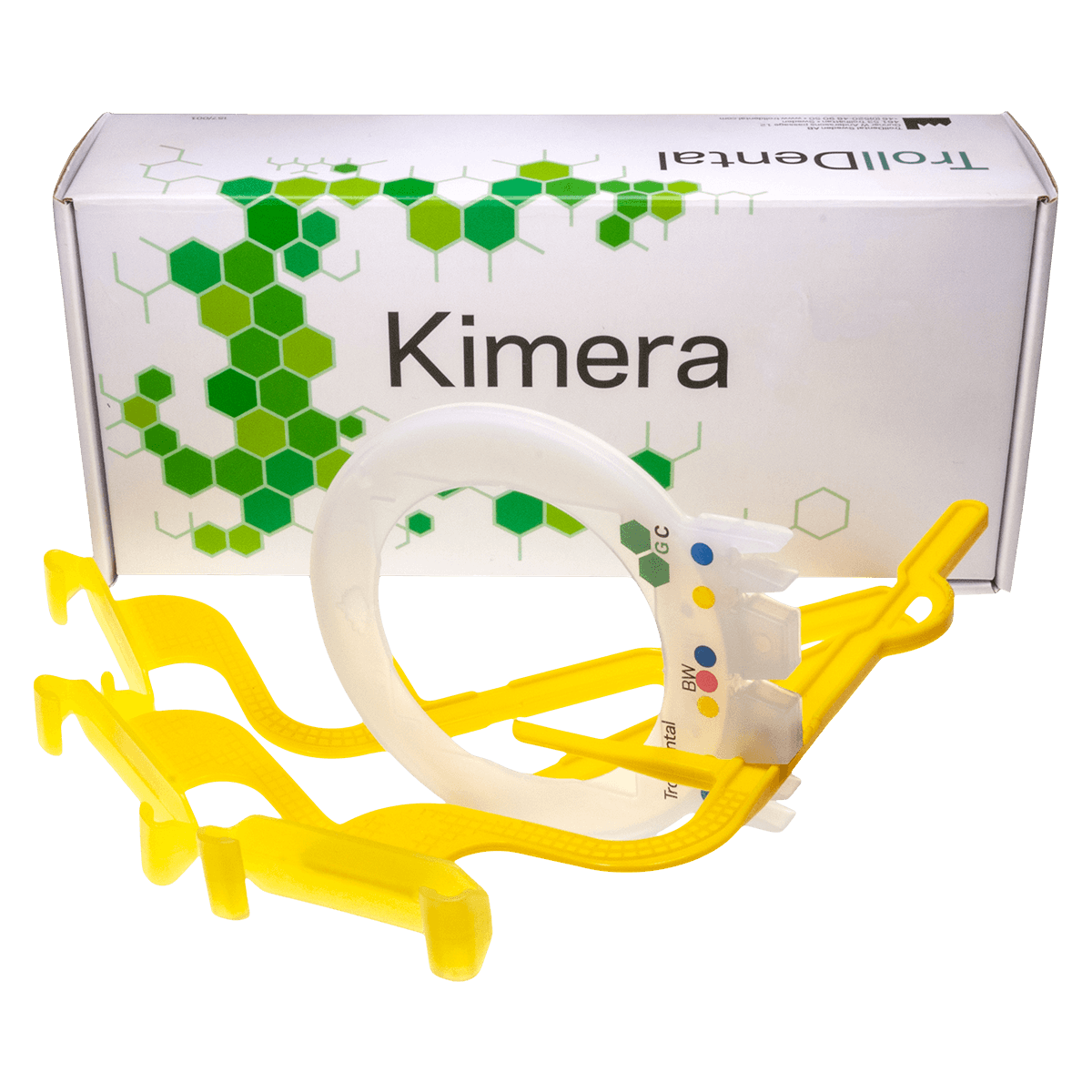 TrollByte Kimera Bio Yellow Digital Sensor Holder Kit 4306 for Horizontal Bitewings & Periapicals, Yellow, 3 Holders + 1 Aiming Ring, Autoclavable