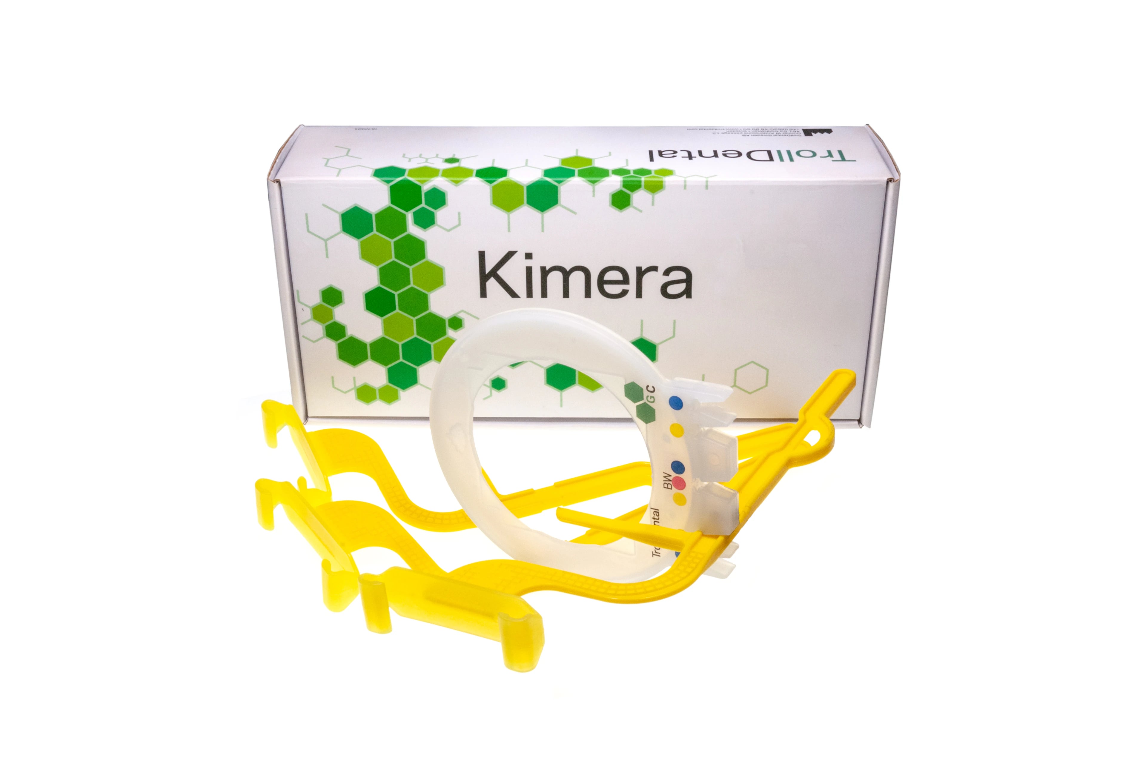 Directa TrollByte Kimera Bio Yellow Digital Sensor Holder Kit #4307, Horizontal Bitewings/PA, 3 Holders + 1 Aiming Ring