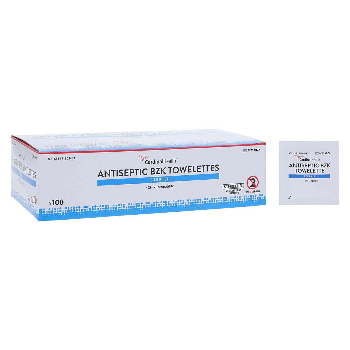 Cardinal Health BZK Antiseptic Towelette, 12.5 x 20 cm, 100/Box