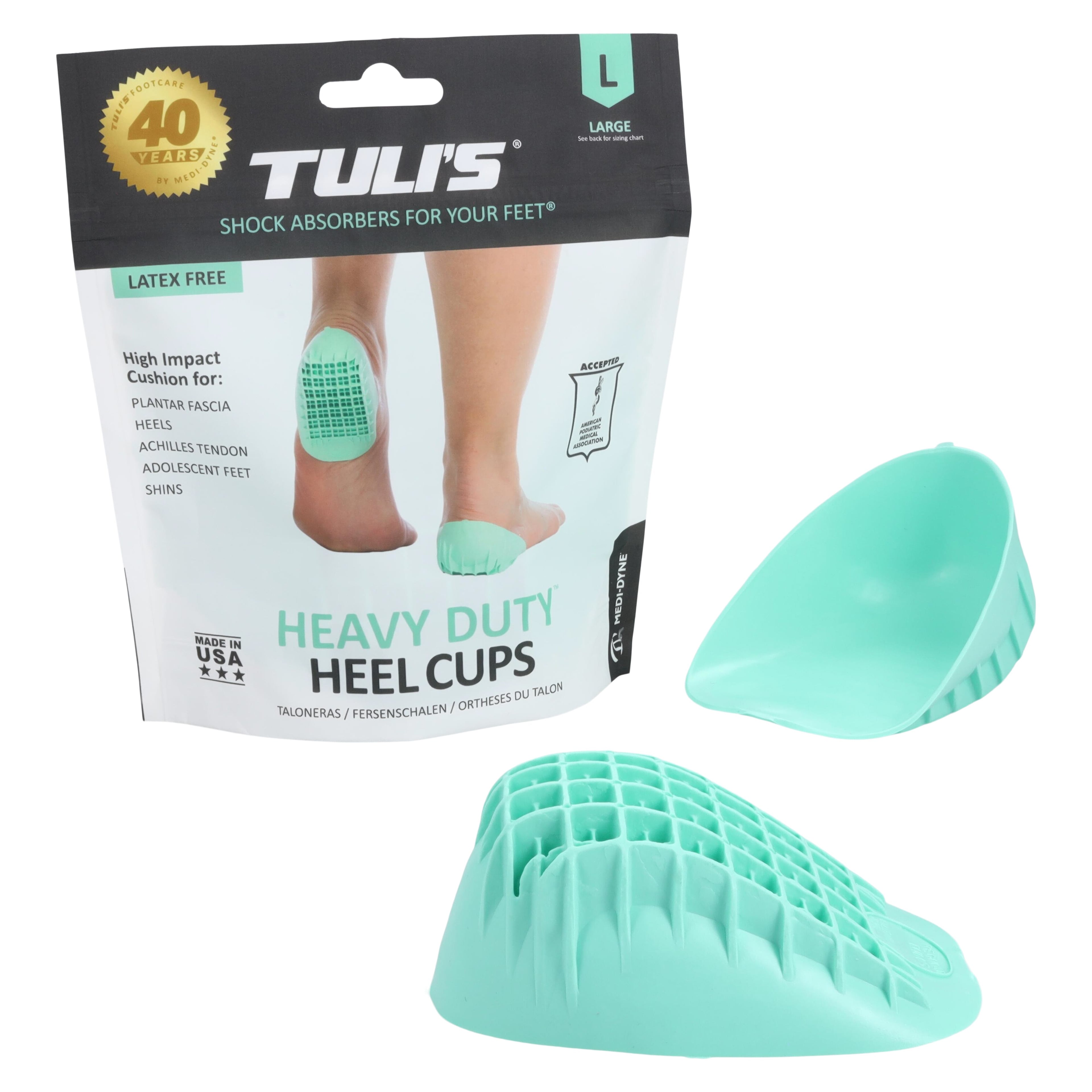 Tuli's Heavy Duty Heel Cups, Large, Rubber (Medi-Dyne Healthcare)