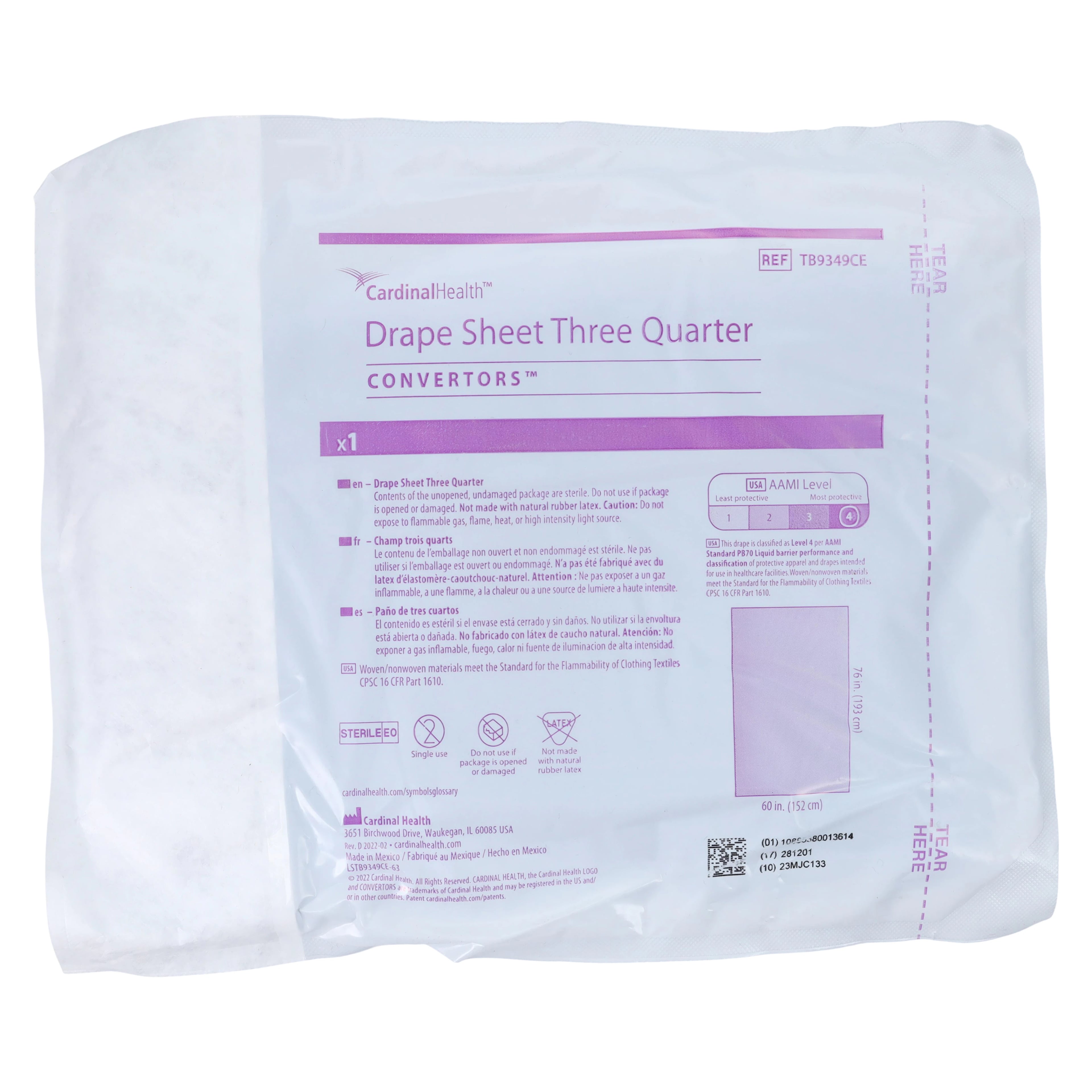 Convertors Tiburon Sterile Surgical Drape, Three-Quarter, Non-Fenestrated, 60 x 76 in
