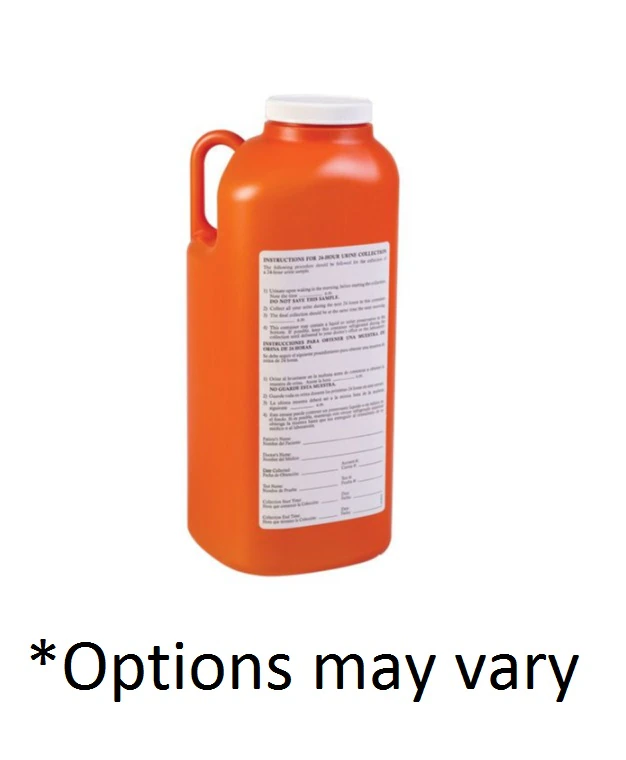 Cardinal Health UrineGuard 24-Hour Urine Specimen Container, 3500 mL, Amber, with Pour Spout and Screw Cap, 24/Case