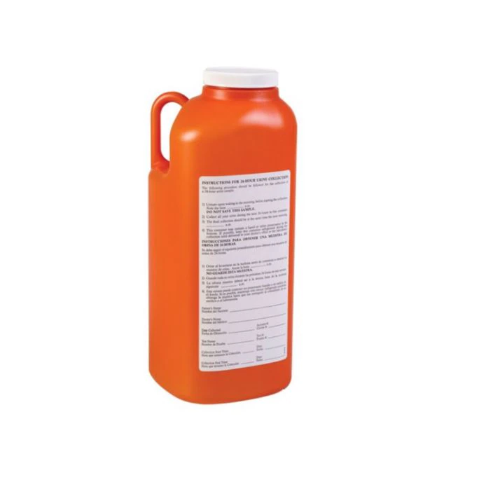 Cardinal Container 24Hr Urine Amber, 3000mL, Plastic, Non-Sterile, Screw Cap, Bilingual Labeling, 40/Case