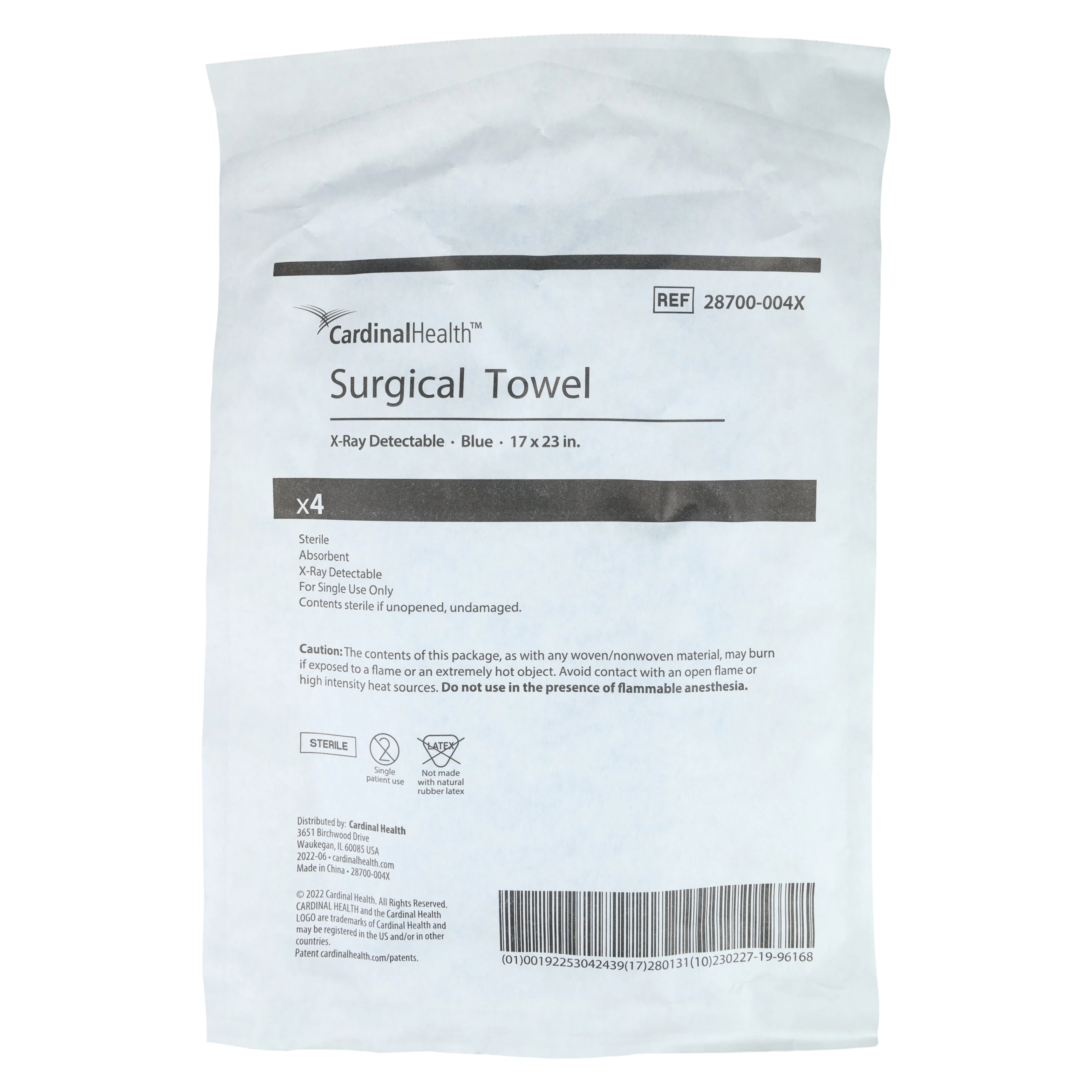 Cardinal Health Sterile Blue X-Ray Detectable O.R. Towel