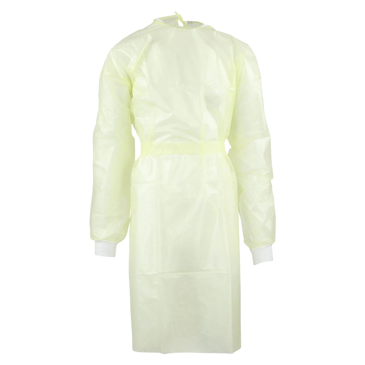 Cardinal Gwn Iso Polycoated Full Back Isolation Gown, Yellow, Universal Adult Size, 10/Bag
